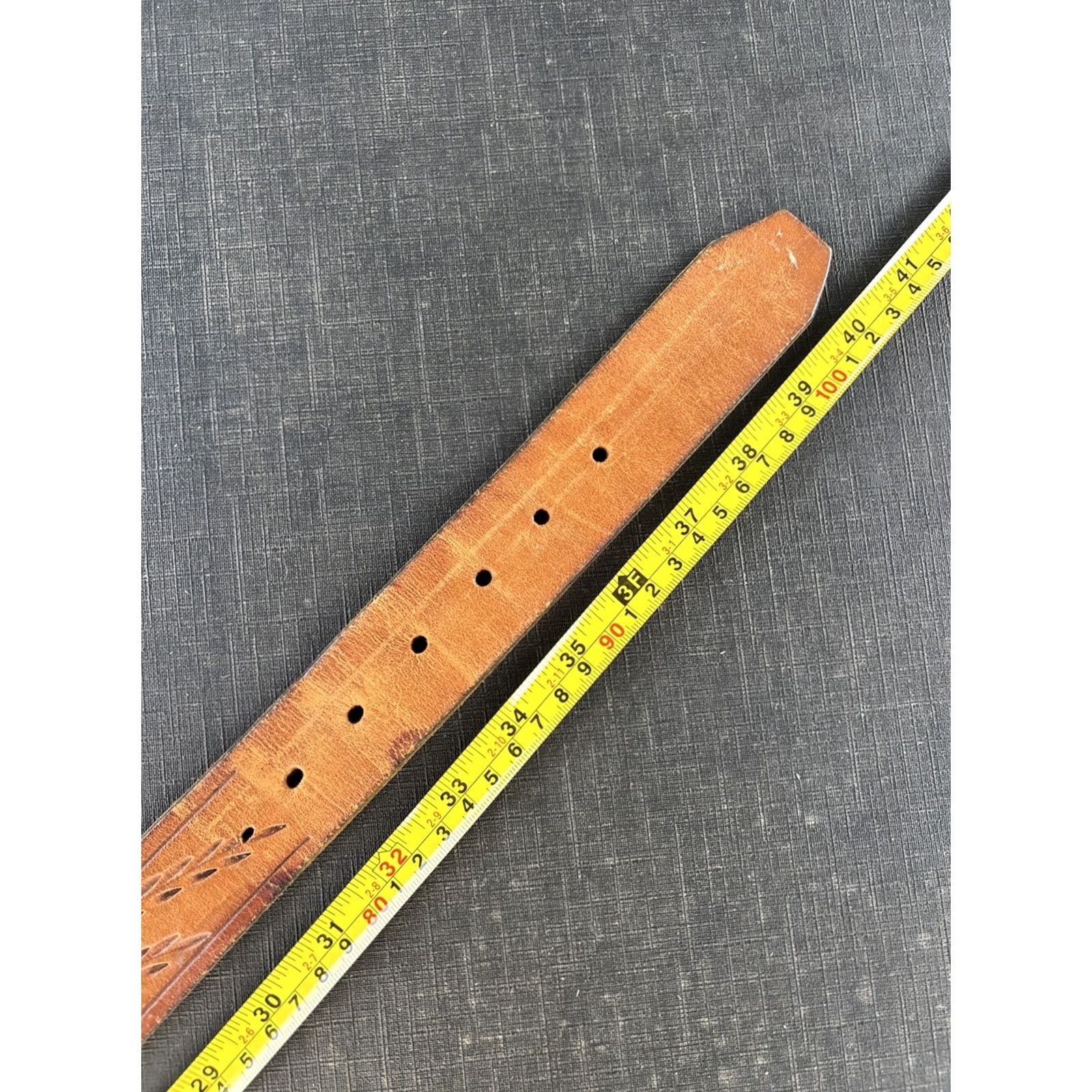 Harley Davidson Harley-Davidson Belt Western Belt Leather 1.5 inch Brown Adjustable Buckle Mens 34 Size 34 - 4 Thumbnail