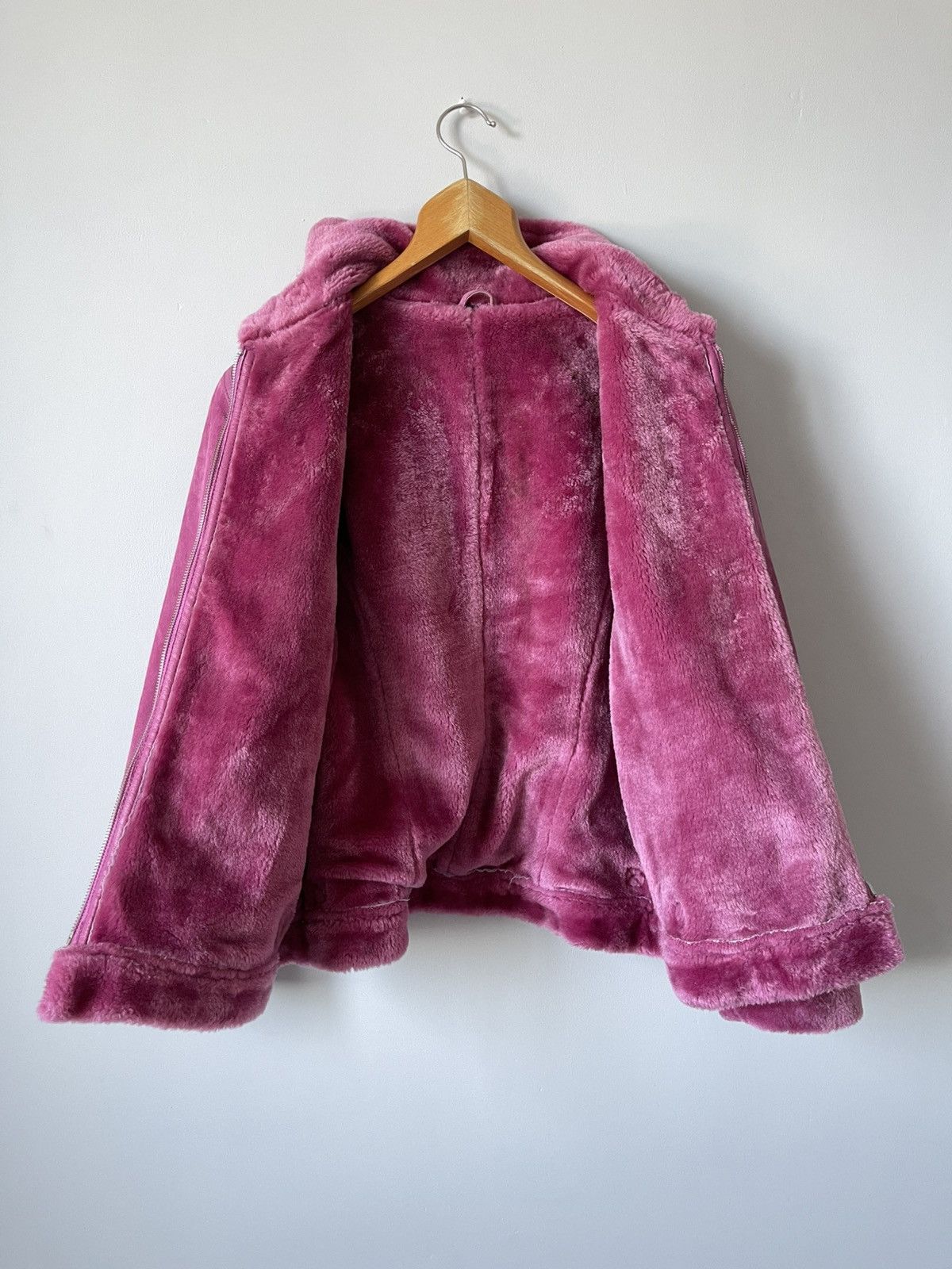 Japanese Brand Vintage Y2k Faux Fur Pink Suede Leather Japan Archive Jacket Size L / US 10 / IT 46 - 8 Thumbnail