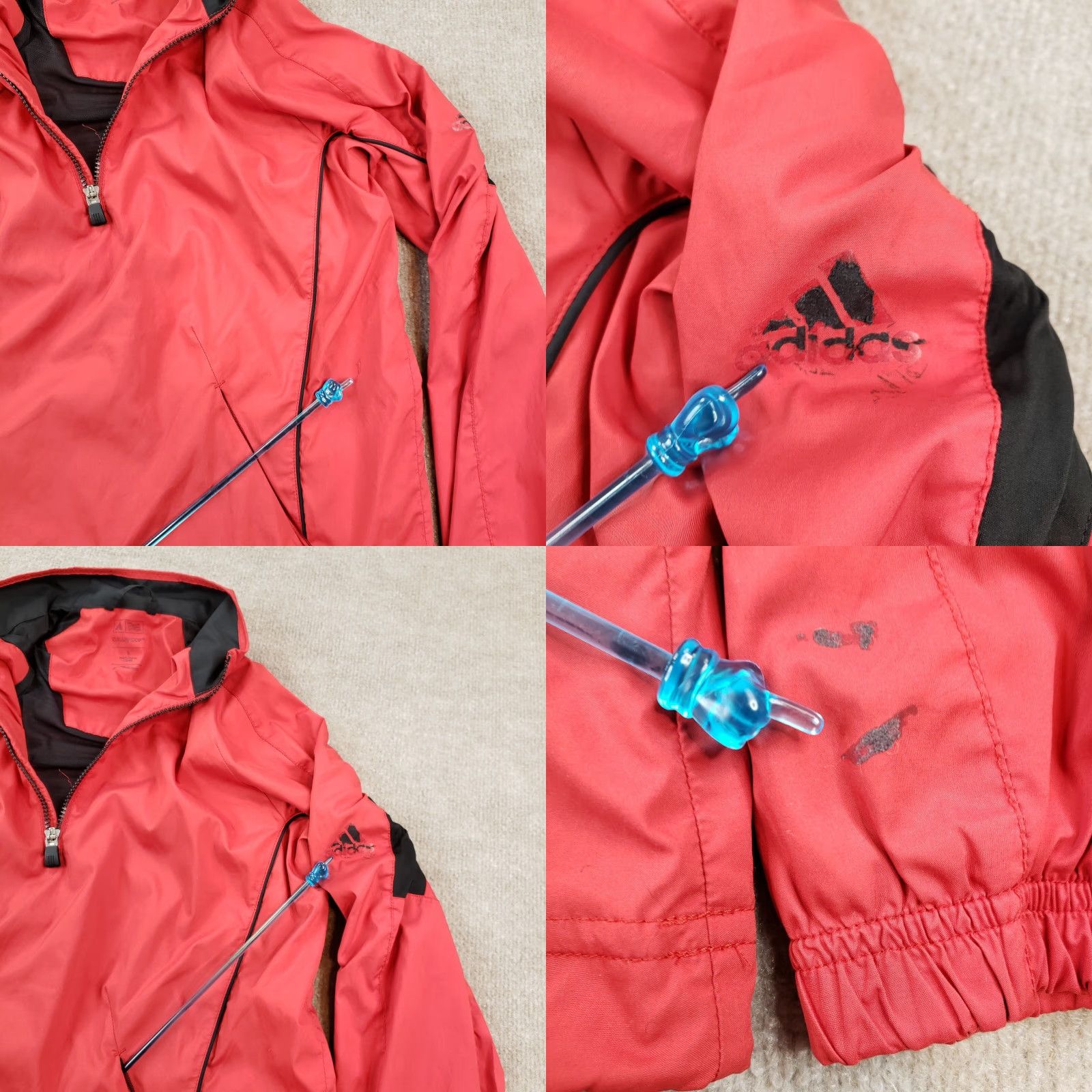 Adidas Adidas Windbreaker Jacket Mens Small Red Quarter Zip Climaproof Lightweight Size US S / EU 44-46 / 1 - 8 Thumbnail