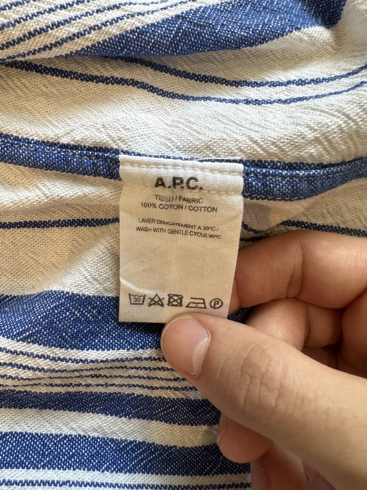A.P.C. APC Short sleeve blue stripped pattern button down Size US S / EU 44-46 / 1 - 5 Thumbnail