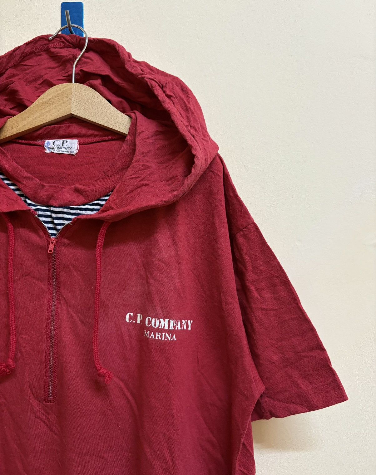 C.P. Company × Vintage Vintage 80s CP Company Marina Hooded Tee Distressed Trashed Size US M / EU 48-50 / 2 - 3 Thumbnail
