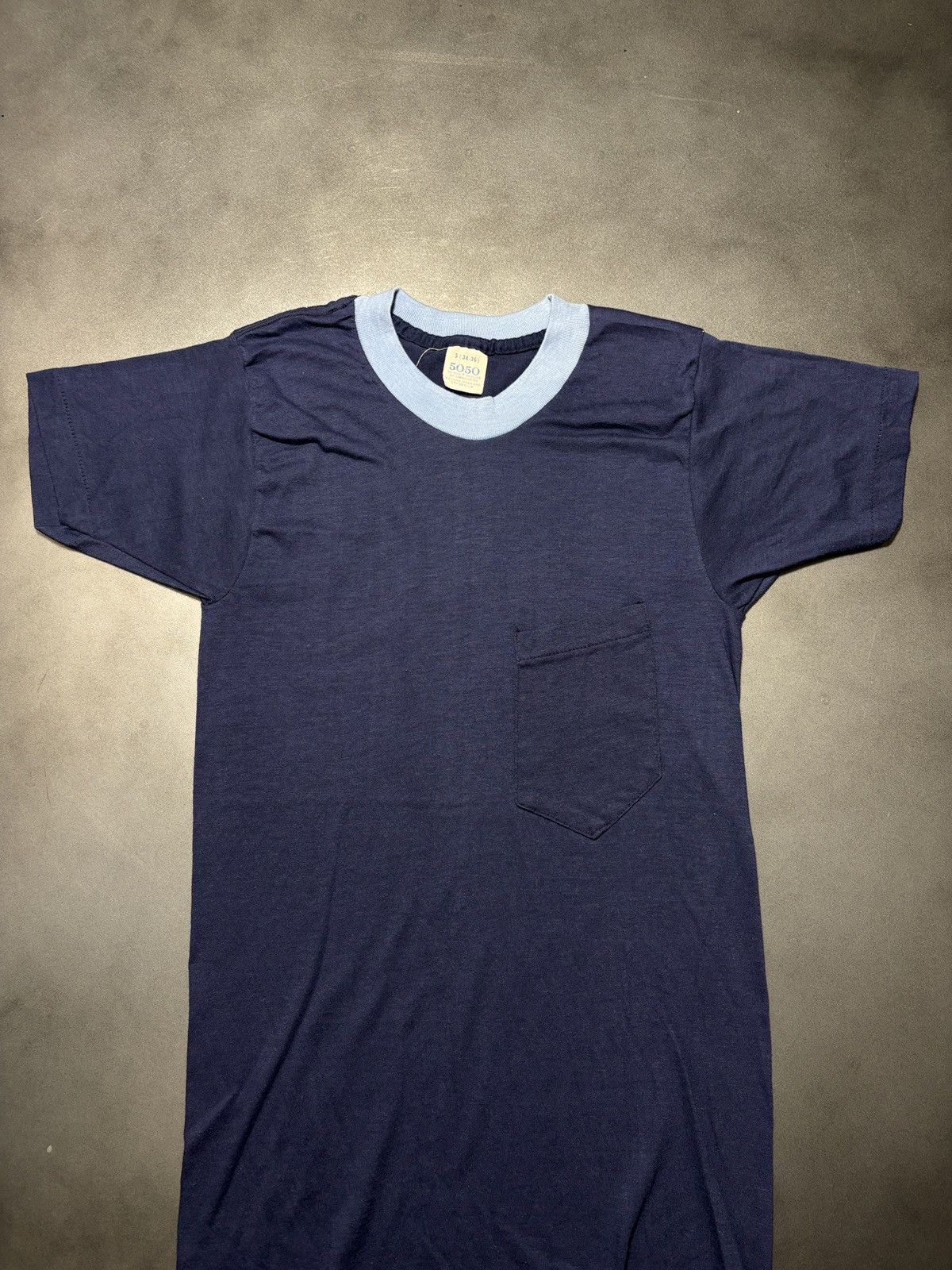 Vintage 1980s Ringer Tee 80s Vintage Blank Tee 5050 Thrashed Surplus Size US S / EU 44-46 / 1 - 6 Thumbnail
