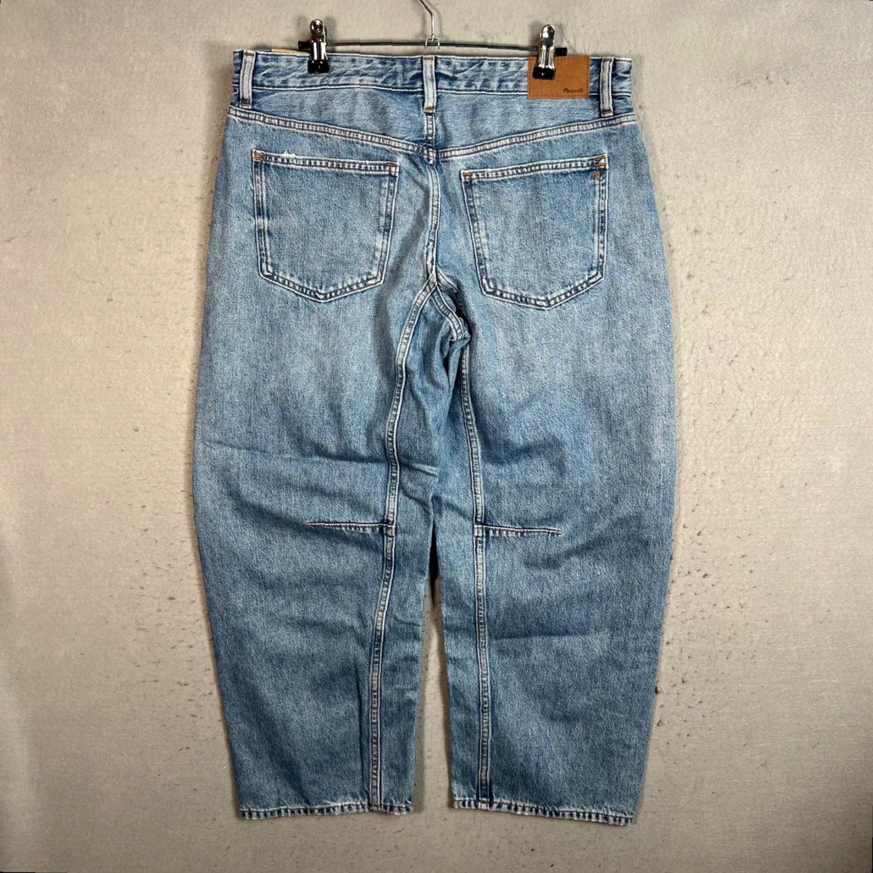 Madewell Womens 29P The Darted Barrel-Leg Jeans Relaxed Fit Light Wash Denim Blue