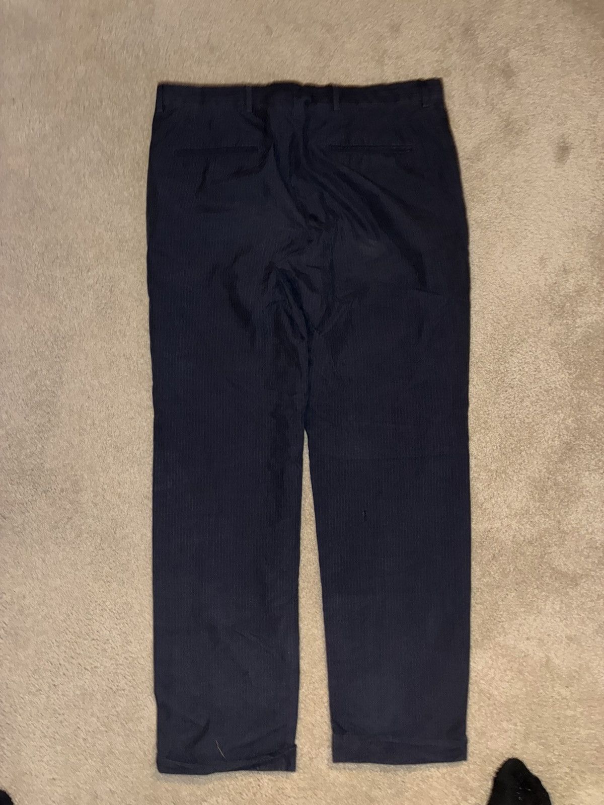 Dries Van Noten Navy dries pinstripe trousers Size US 34 / EU 50 - 2 Thumbnail
