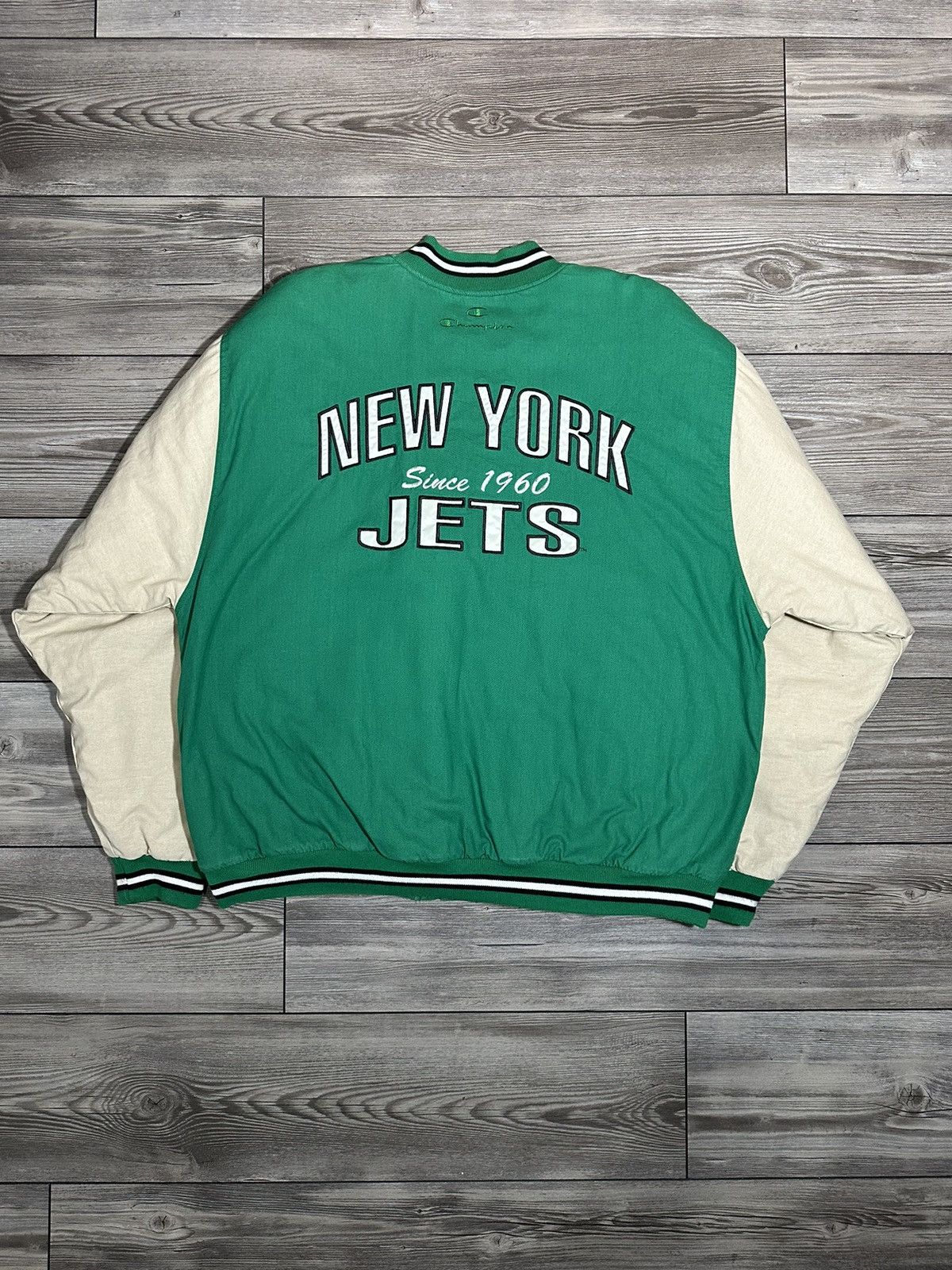 NFL × Vintage Vintage New York Jets Champion Varsity Jacket Size US XL / EU 56 / 4 - 3 Thumbnail