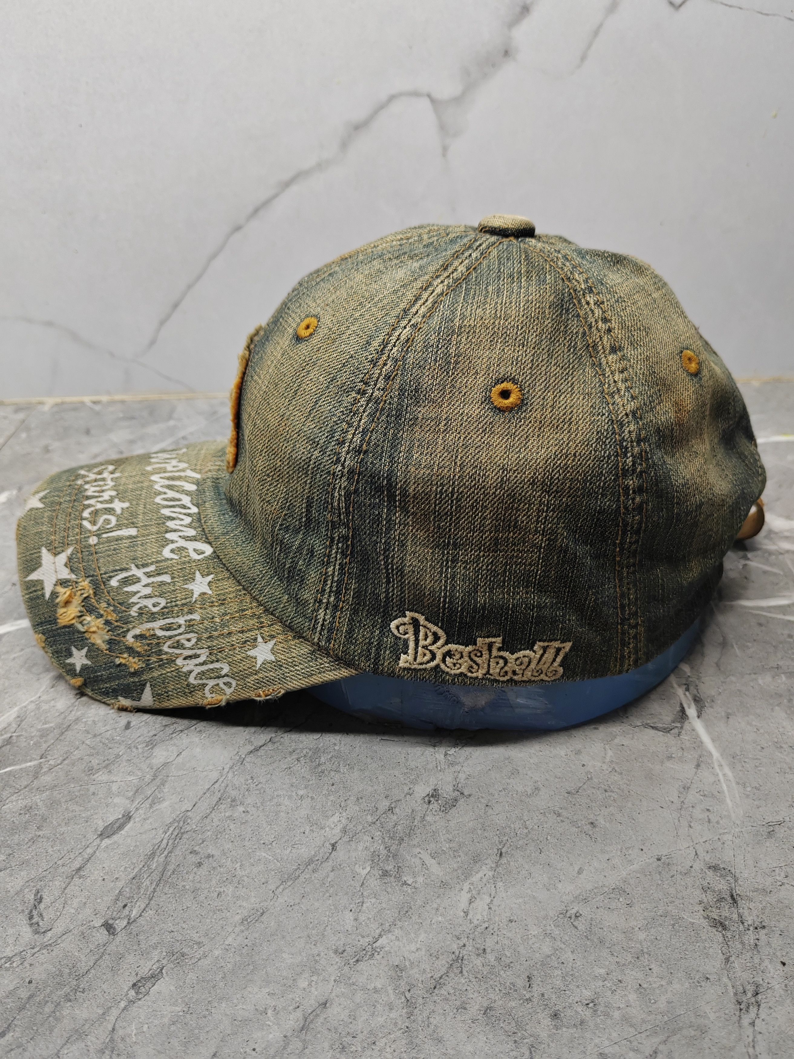 Vintage Vintage Logo B Denim Distressed Style Cap Hat Size ONE SIZE - 4 Thumbnail