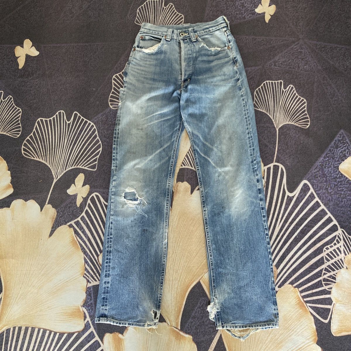 image of Distressed Denim x Sugar Cane Vintage Sugar Canes Distressed Selvedge Jeans in Blue, Men's (Size 26
