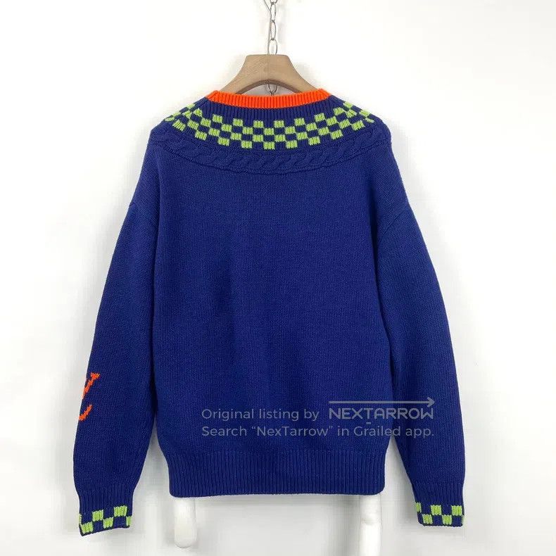 Louis Vuitton Louis Vuitton Blue checkerboard arm logo jacquard knit swe Size US XS / EU 42 / 0 - 2 Thumbnail