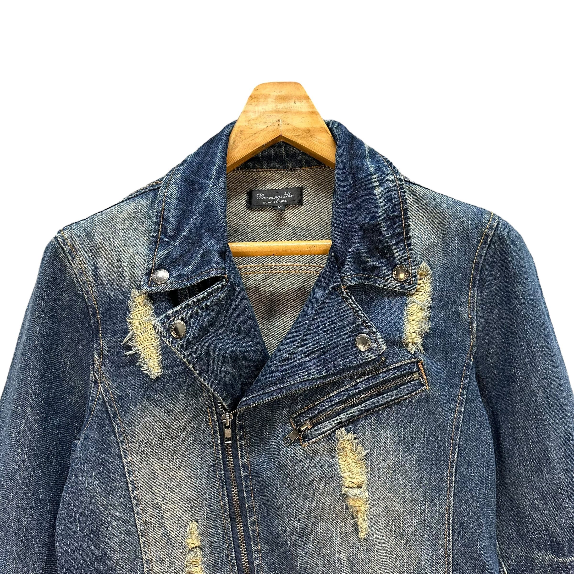 Japanese Brand Berning Sho Black Label Double Collar Denim Jacket #A27-0620 Size US M / EU 48-50 / 2 - 2 Thumbnail