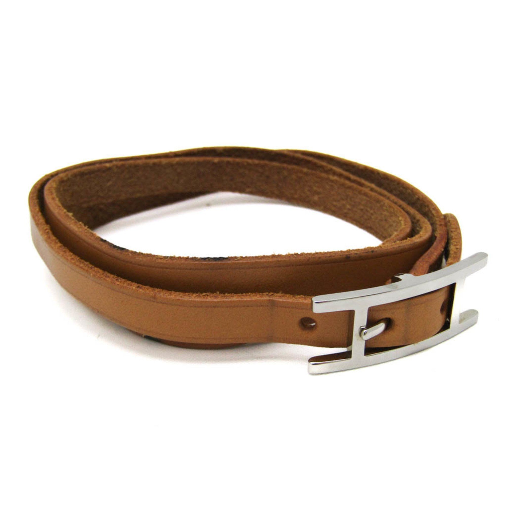 image of Hermes Hapi Choker Leather,metal Bangle Black,silver, Women's