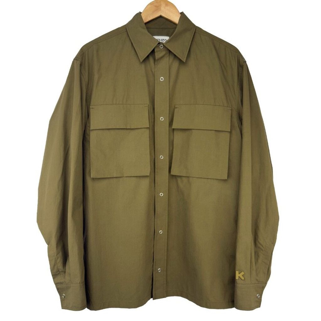 Kenzo KENZO Button Down Cargo Maxi Pocket Green Over Shirt Size M Size US M / EU 48-50 / 2 - 1 Thumbnail