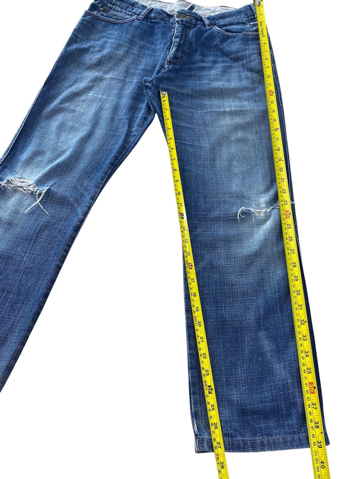Japanese Brand Japanese Brand Blue Wash Ripped Straight Leg Jeans Size US 34 / EU 50 - 8 Thumbnail