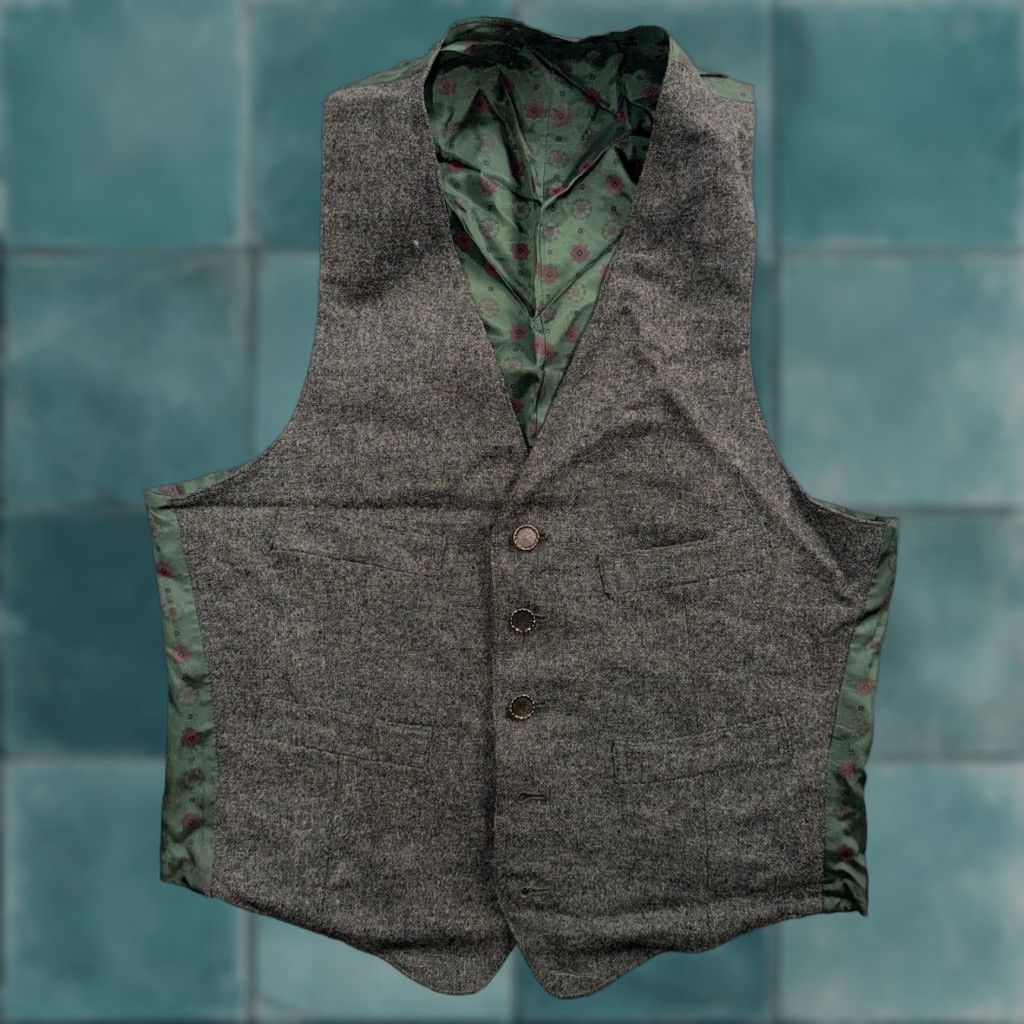 Doublet VINTAGE Vest Mens Gray Green Waistcoat Size S 1940s 1950s Double Sided Rare Suit Size US S / EU 44-46 / 1 - 1 Thumbnail