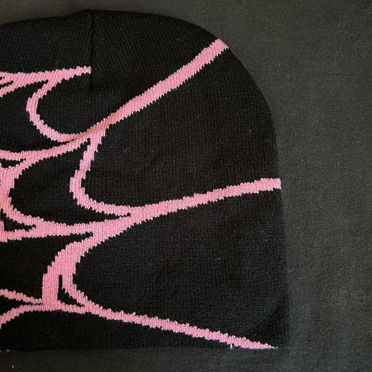 Vintage Y2K 2000s Style Pink Spider Web All Over Print Skater Beanie Size ONE SIZE - 4 Thumbnail