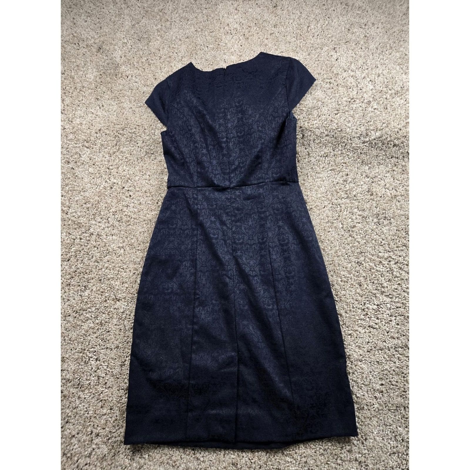 J.Crew J.Crew Dress Womens 2 Blue Paisley Jacquard Sheath Short Sleeve Cocktail Party Size 26" / US 2 / IT 38 - 5 Thumbnail
