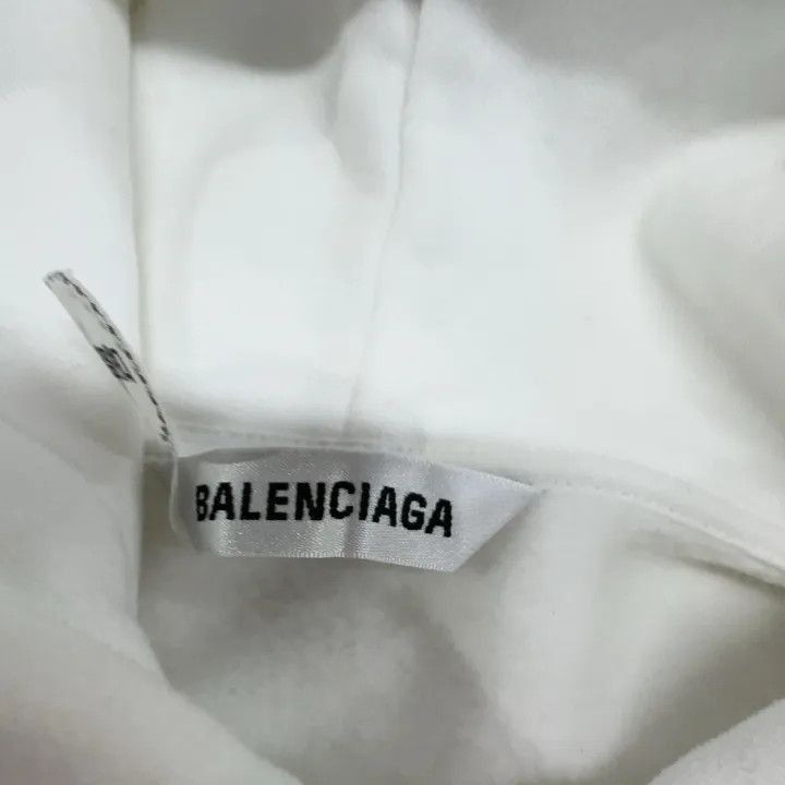Balenciaga Balenciaga White Logo Cotton Hoodie for Women 0079-2507 Size S / US 4 / IT 40 - 1 Thumbnail