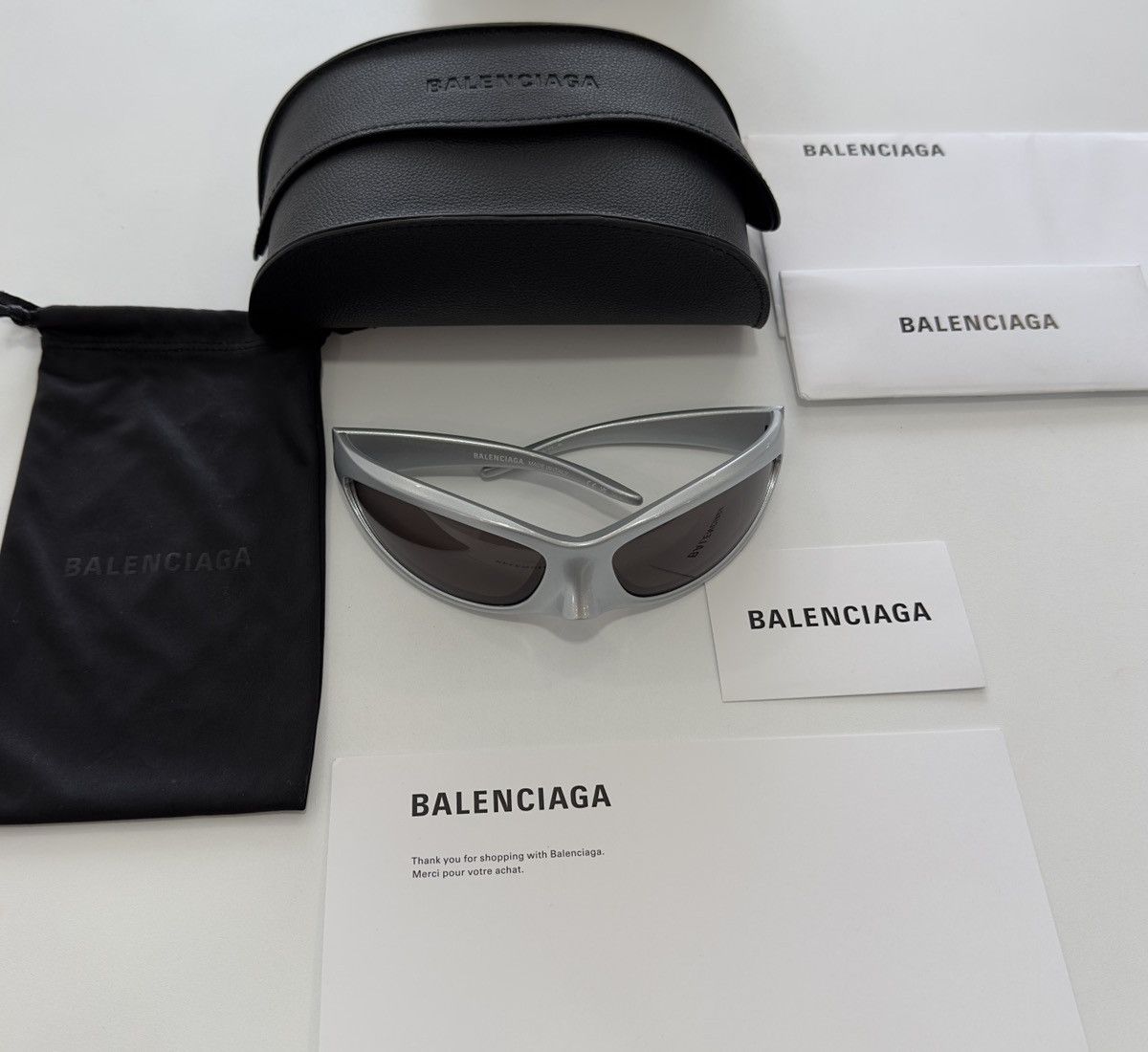 Balenciaga Balenciaga Silver Skin x Cat XL Sunglasses Size ONE SIZE - 2 Thumbnail