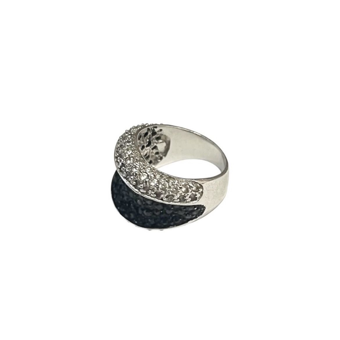 Vintage Vintage Black & White Sterling Silver Deco Ring Size ONE SIZE - 5 Thumbnail