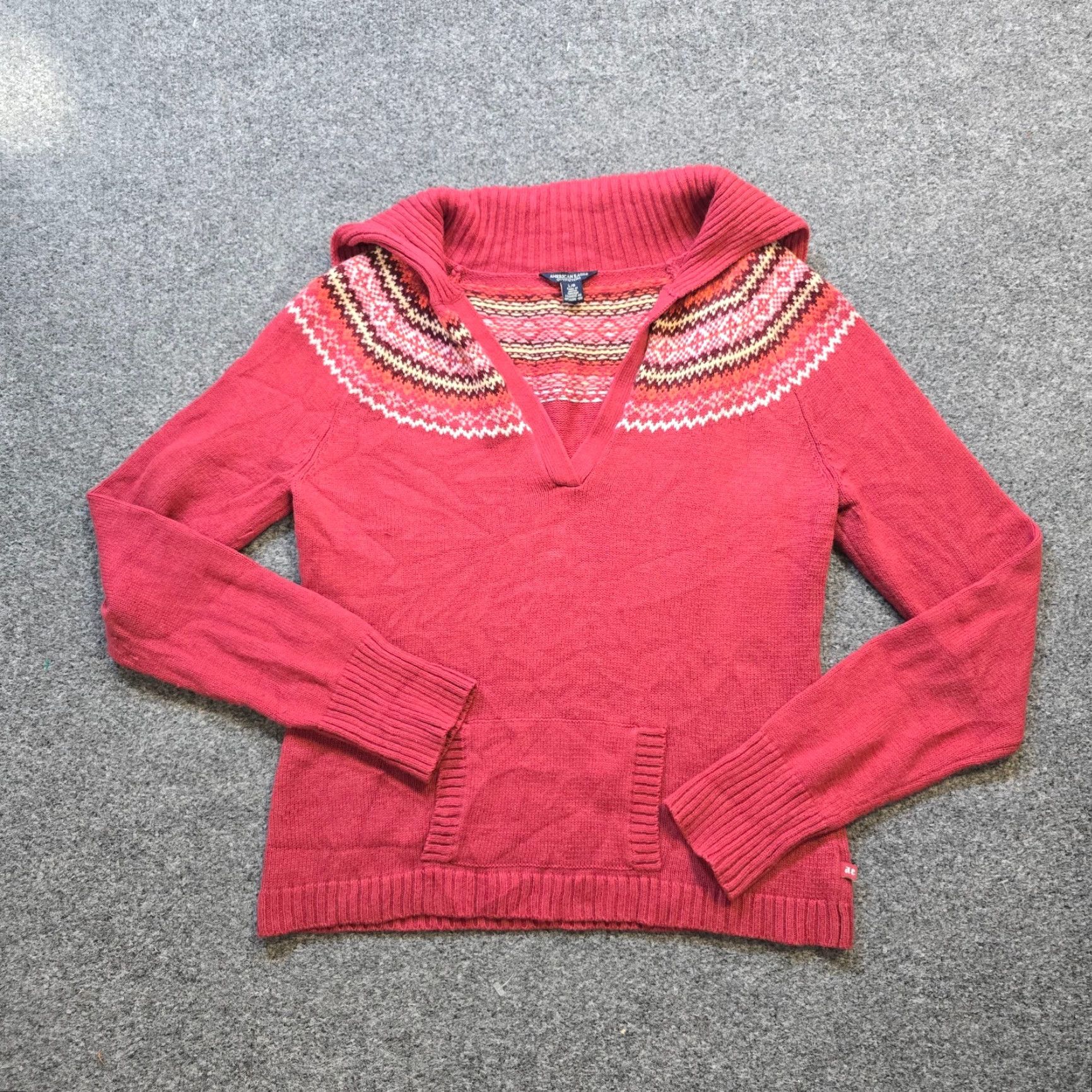 American Eagle Outfitters VINTAGE American Eagle Outfitters Sweater Womens Large Red Angora Rabbit Knit Fair Isle Casual Size L / US 10 / IT 46 - 2 Thumbnail