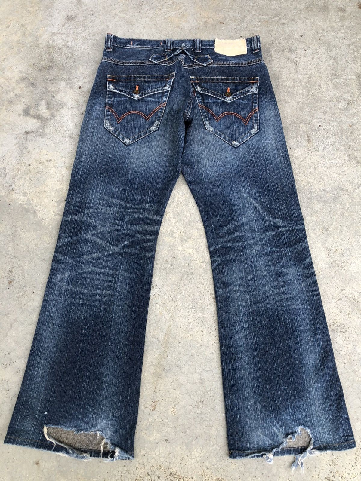 If Six Was Nine Japanese Edwin Flared Jeans Distressed Back Buckle Size US 34 / EU 50 - 1 Thumbnail
