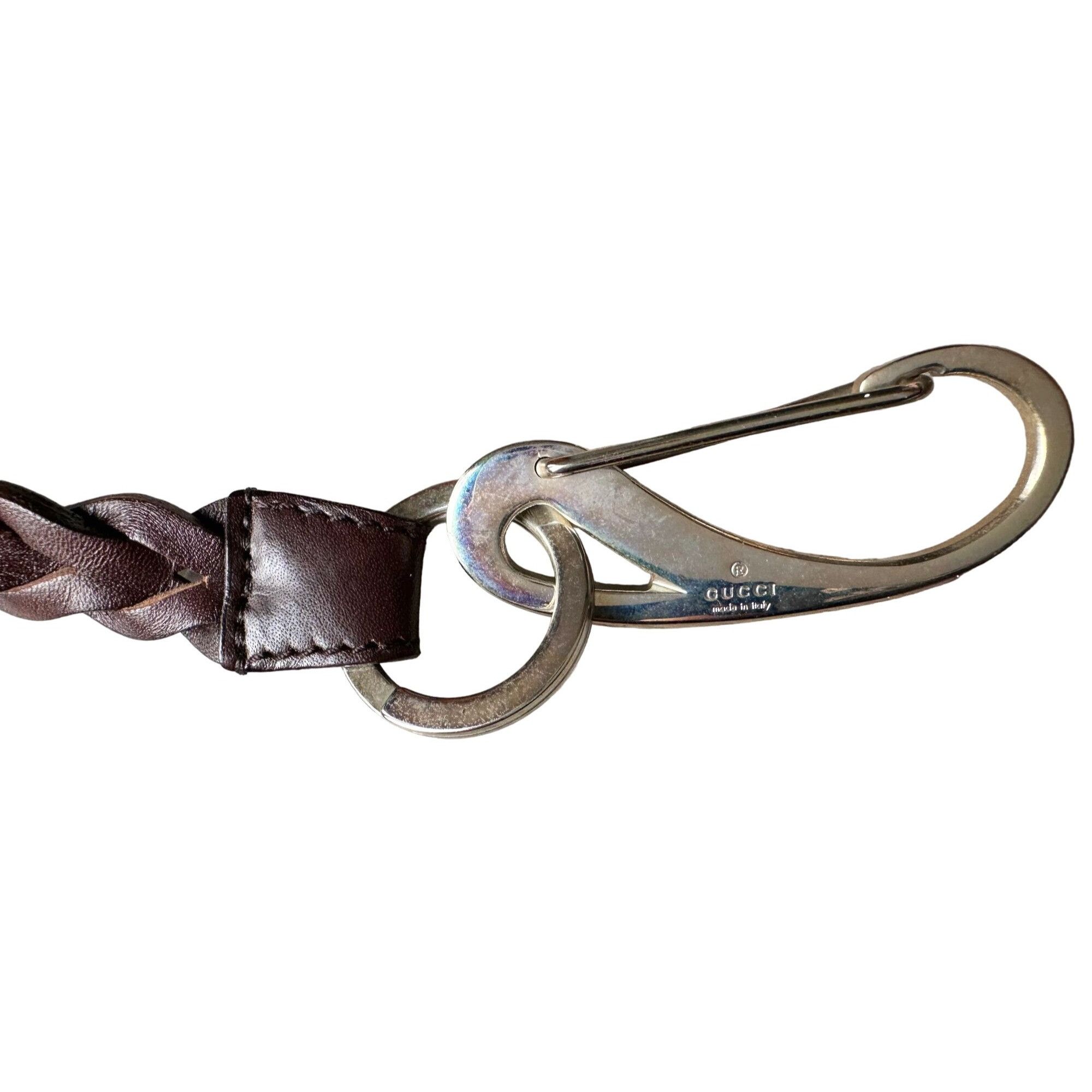 Gucci GUCCI Brown Braided Leather Belt with Caribiner Style Clasps Size ONE SIZE - 4 Thumbnail