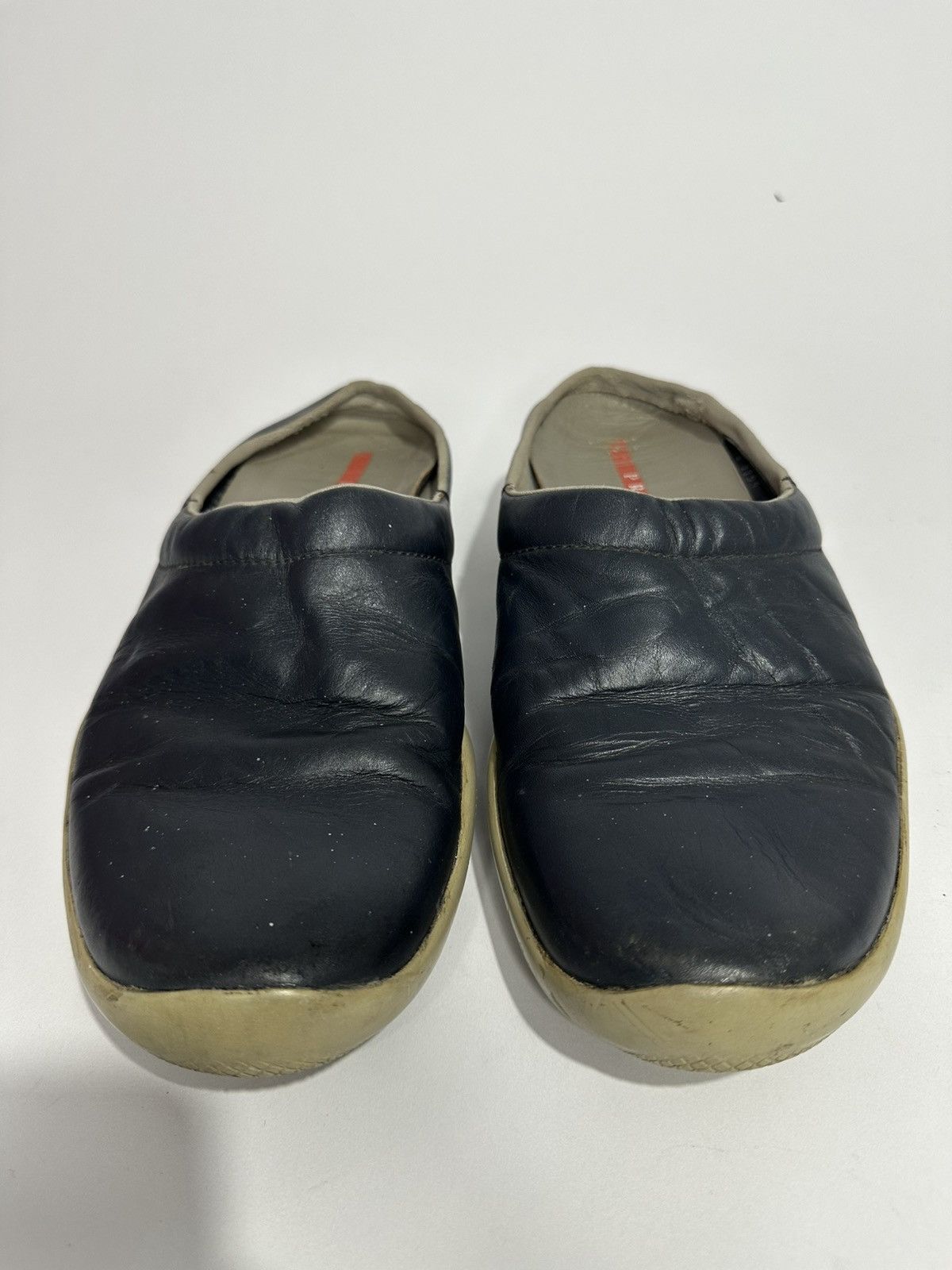 Prada Vintage 2000s Prada Blue Leather Slip-on Mules. Size US 8 / EU 41 - 2 Thumbnail