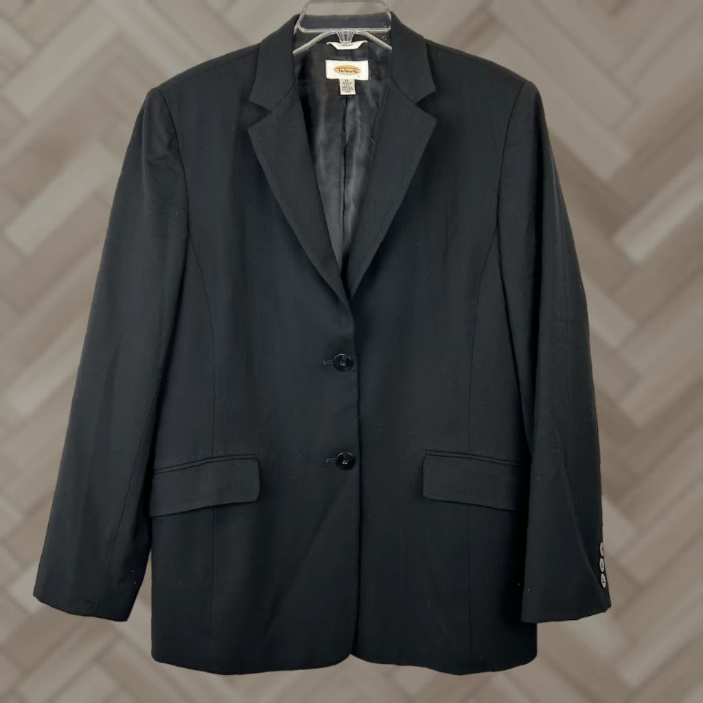 Vintage Talbots Blazer Womens 12 Jacket Black Capsule Minimalist Office Usa Shirt (Size XL)