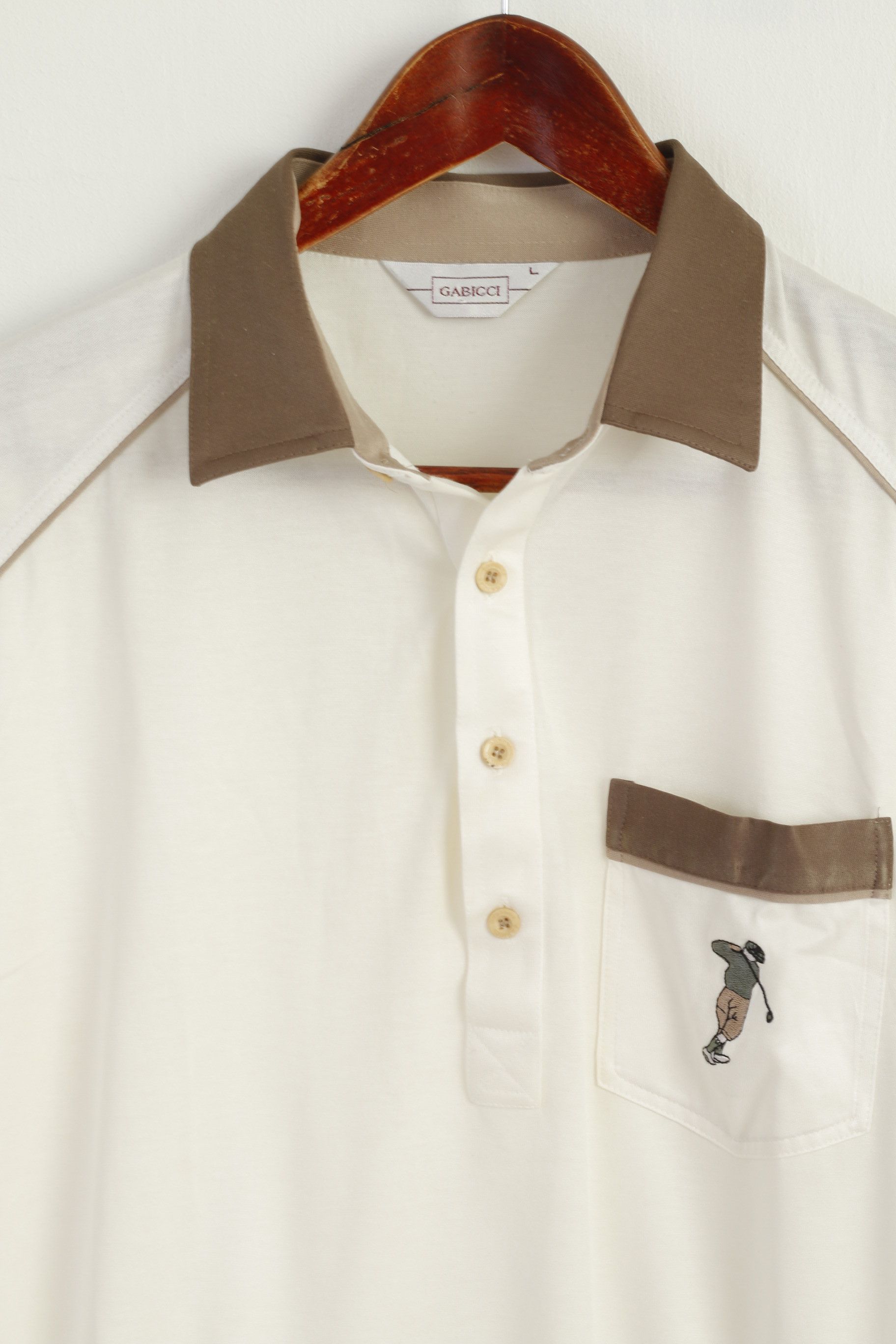 Gabicci GABICCI Men L Polo Shirt Cream Shiny Cotton 7977 Size US L / EU 52-54 / 3 - 2 Thumbnail