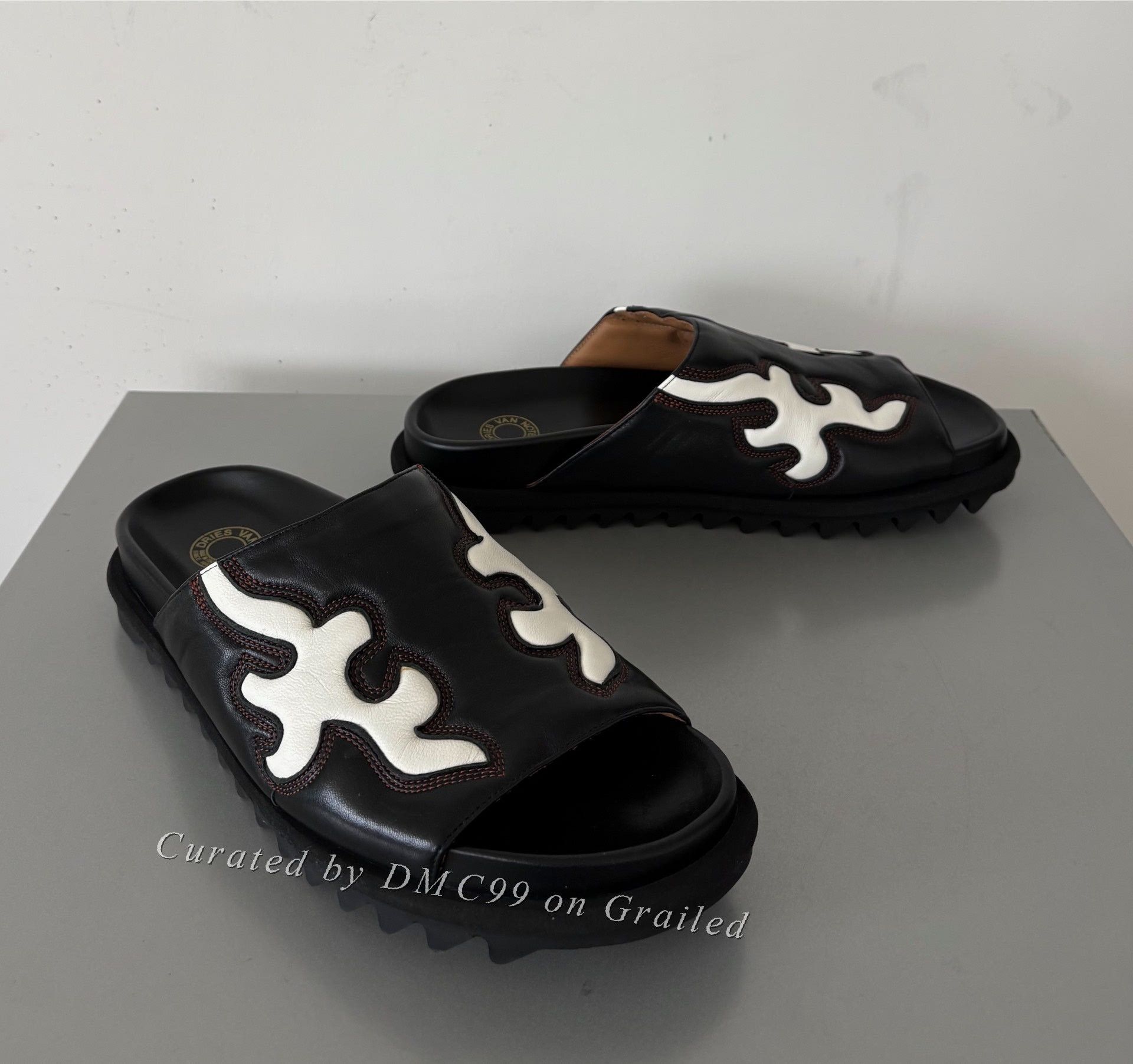 Dries Van Noten Dries Van Noten Western Mules 42 Black/White | Grailed