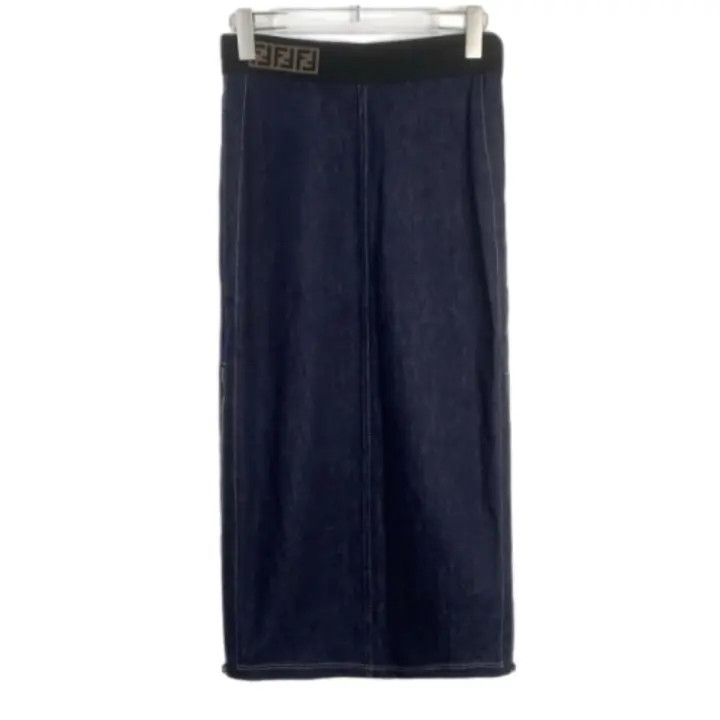 Fendi Fendi Logo Denim Midi Skirt in Blue 0079 Size US 38 / EU 54 - 1 Thumbnail