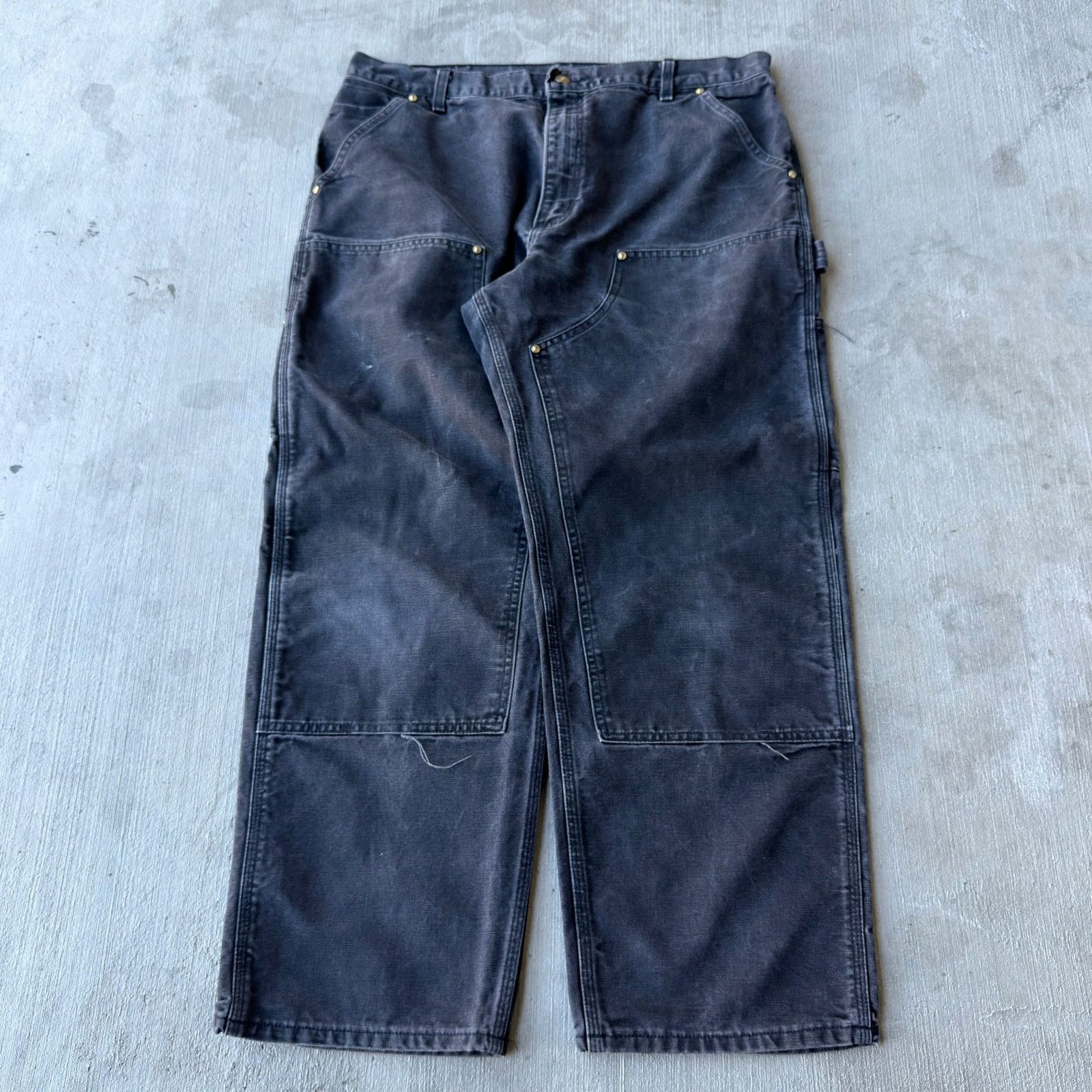 Carhartt × Vintage Carhartt faded black double knee work wear carpenter pants Size US 35 - 1 Thumbnail