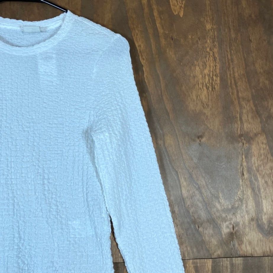 Abercrombie & Fitch Abercrombie & Fitch Womens Shirt White Fitted Textured Sheer Stretch Medium Size M / US 6-8 / IT 42-44 - 5 Thumbnail