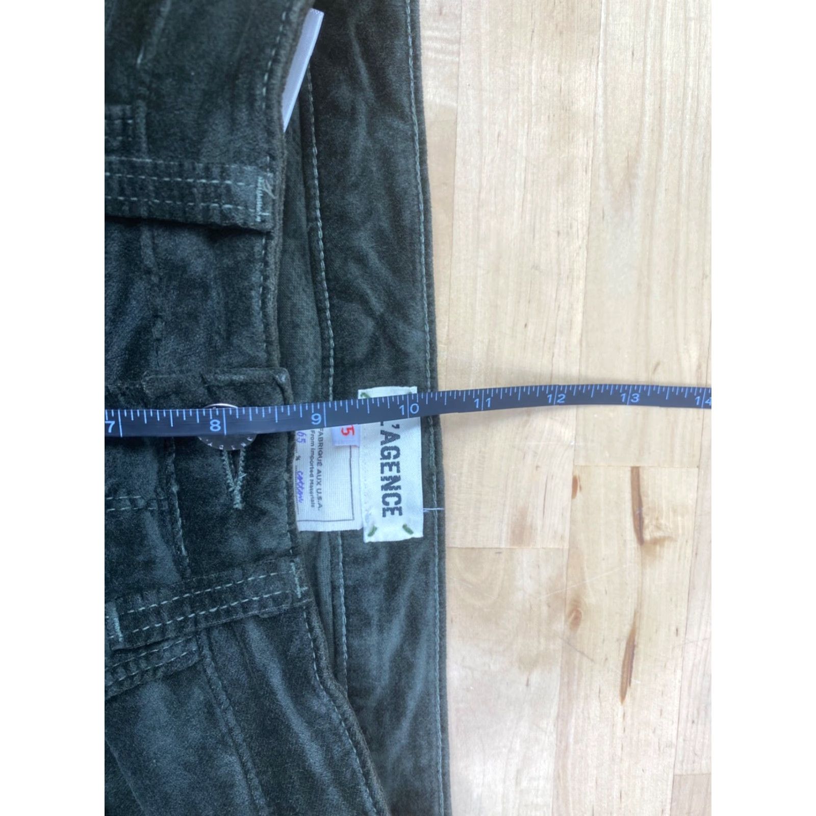 L'AGENCE VINTAGE L'Agence Velvet Pants Women 25 Dark Green Skinny Casual Slim Pockets Stretch Ankle Womens Size 42" / US 20 - 6 Thumbnail