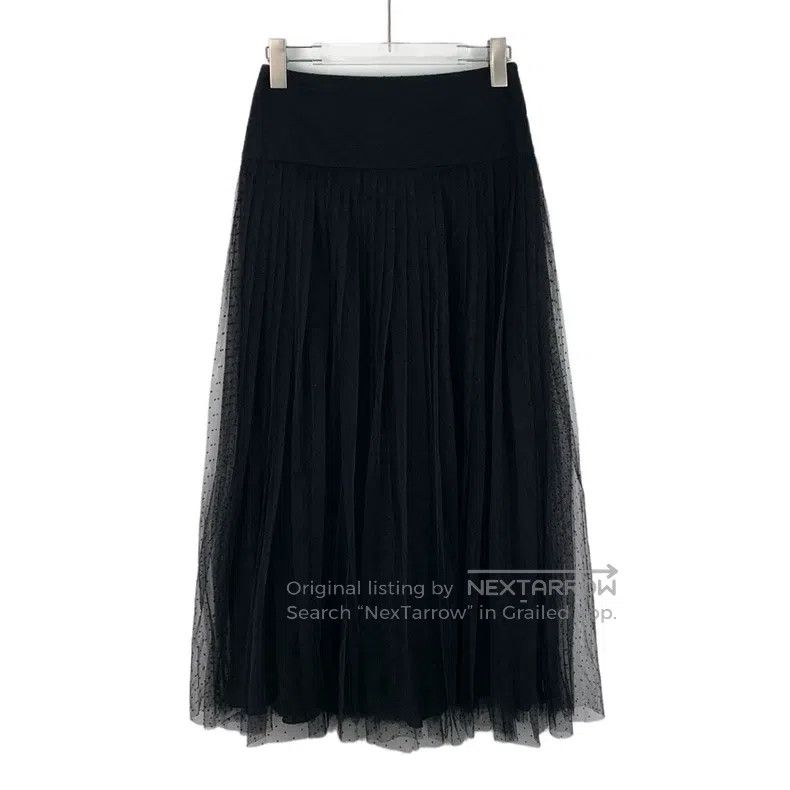 Dior Dior Black polka dot mesh casual skirt Size 25" / US 0 / IT 36 - 1 Thumbnail