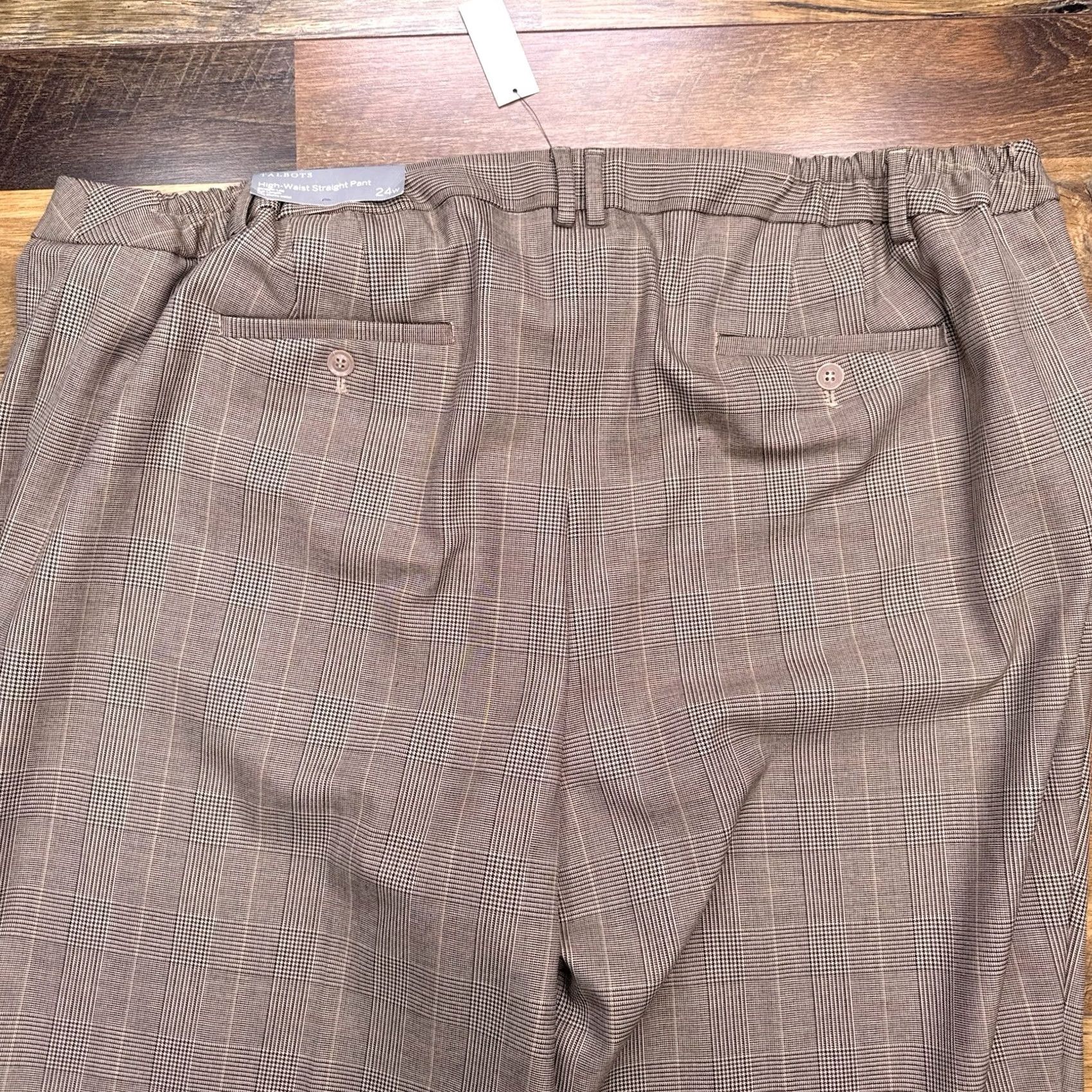 Talbots Talbots Pants Womens 24W Tan Plaid High Waist Straight Leg New Size 42" / US 20 - 5 Thumbnail