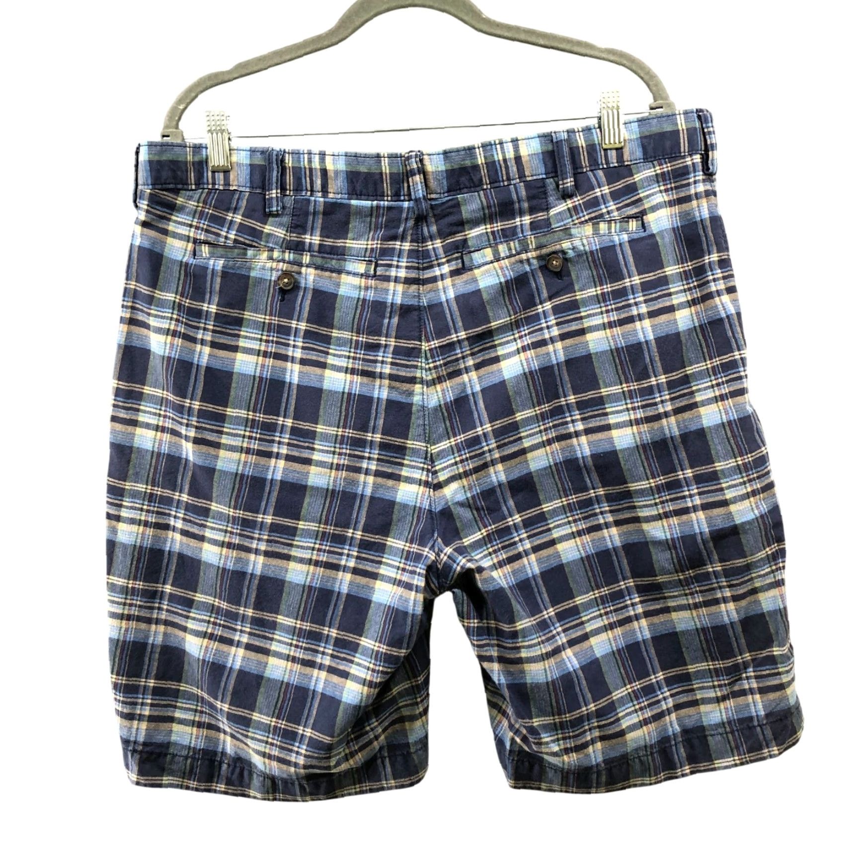 Lands' End Lands' End Chino Shorts Mens 38 Traditional Fit Blue Plaid 9'' Inseam Cotton Flat Front Casual Shirt? Size US 38 / EU 54 - 2 Thumbnail
