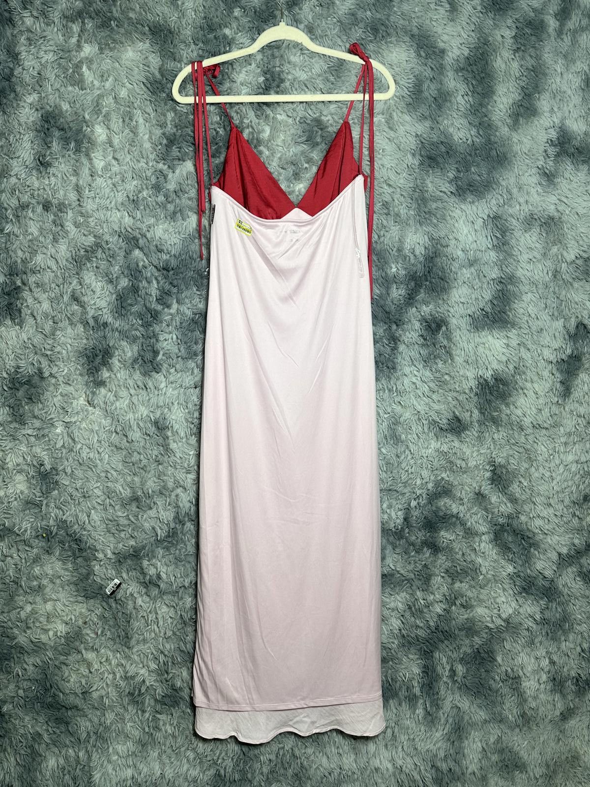 Unknown London Two-Tone Satin Slip Dress with Tie Straps Size ONE SIZE - 4 Thumbnail