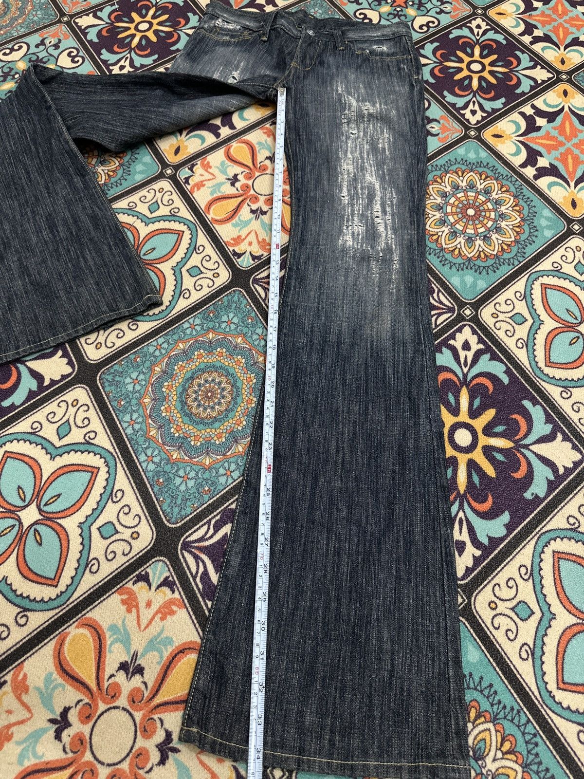 Tornado Mart Cowboys of The Dessert Distressed Long Flare Denim Size US 29 - 8 Thumbnail