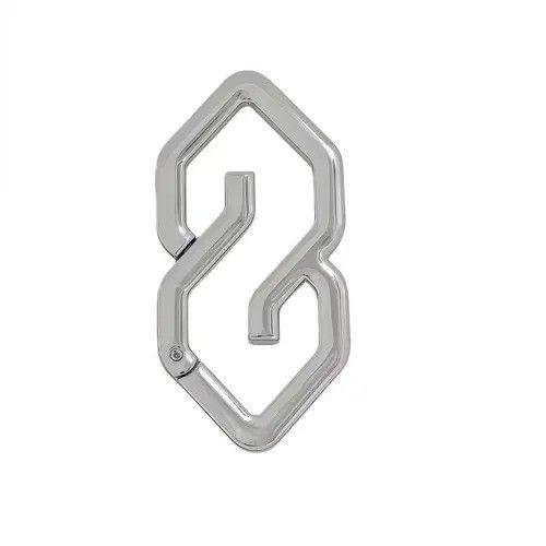 Jewelry 646Silver Geometric Metal Carabiner Clips, Keychain Hooks Size ONE SIZE - 8 Thumbnail