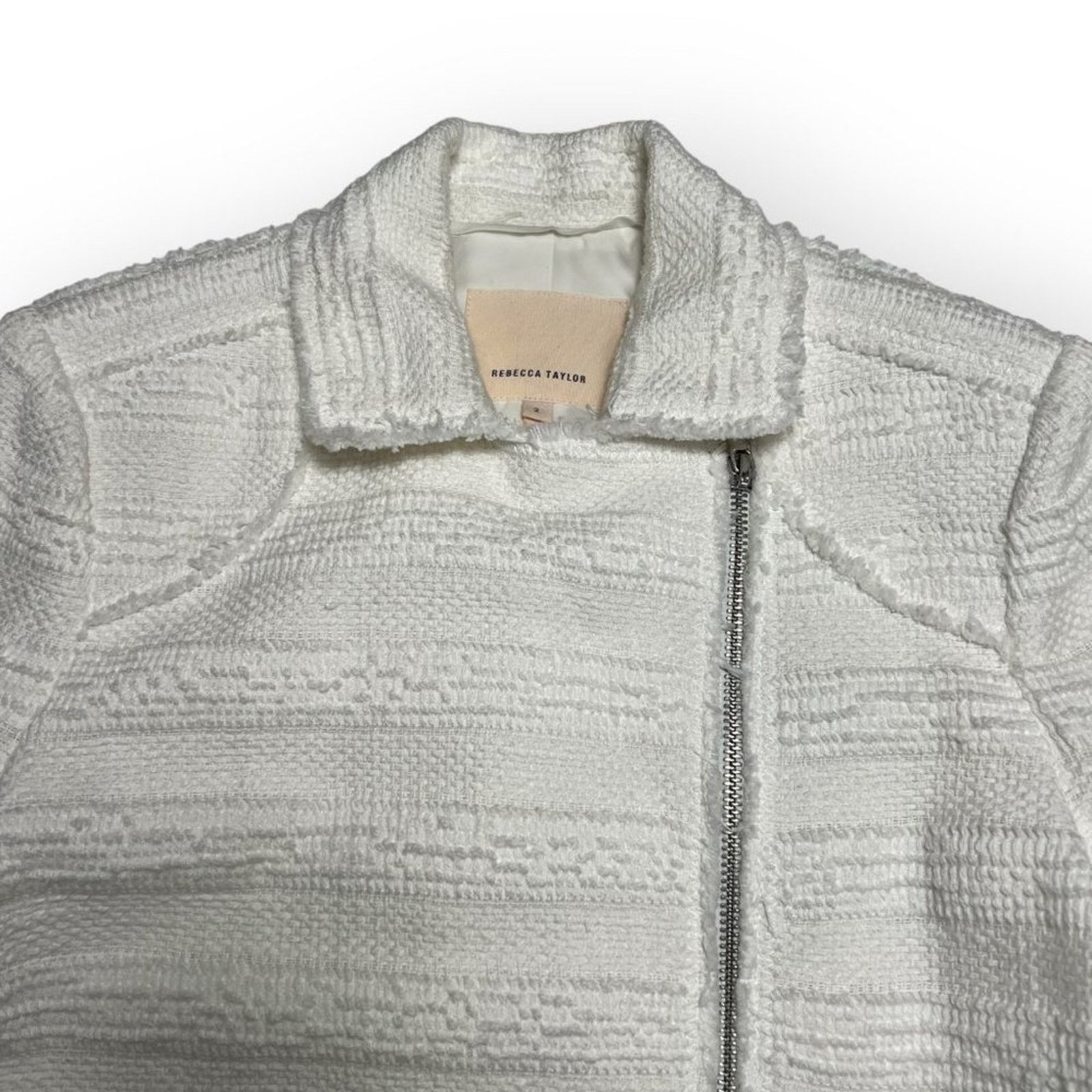 Rebecca Taylor Rebecca Taylor Boucle Moto Jacket Ivory Size 2 Size XS / US 0-2 / IT 36-38 - 10 Thumbnail