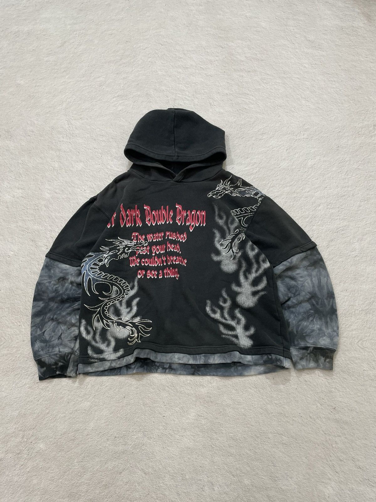 Japanese Brand 00s Japan Double Dragon Graphic Hoodie Tie Dye Gothic Print Size US S / EU 44-46 / 1 - 1 Thumbnail
