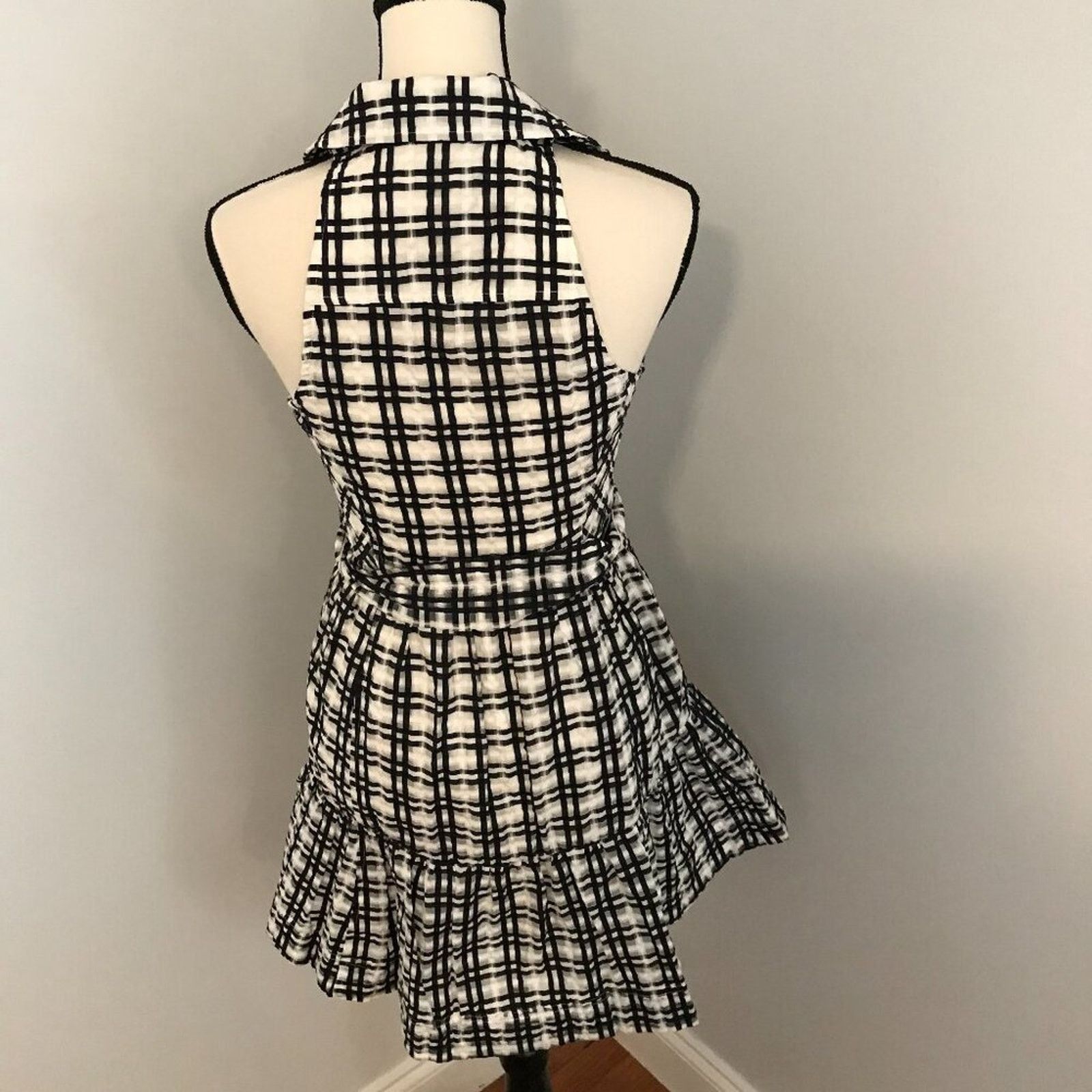 Anthropologie Anthropologie Maeve Black/White Plaid Mini Shirt Dress Size XS / US 0-2 / IT 36-38 - 3 Thumbnail