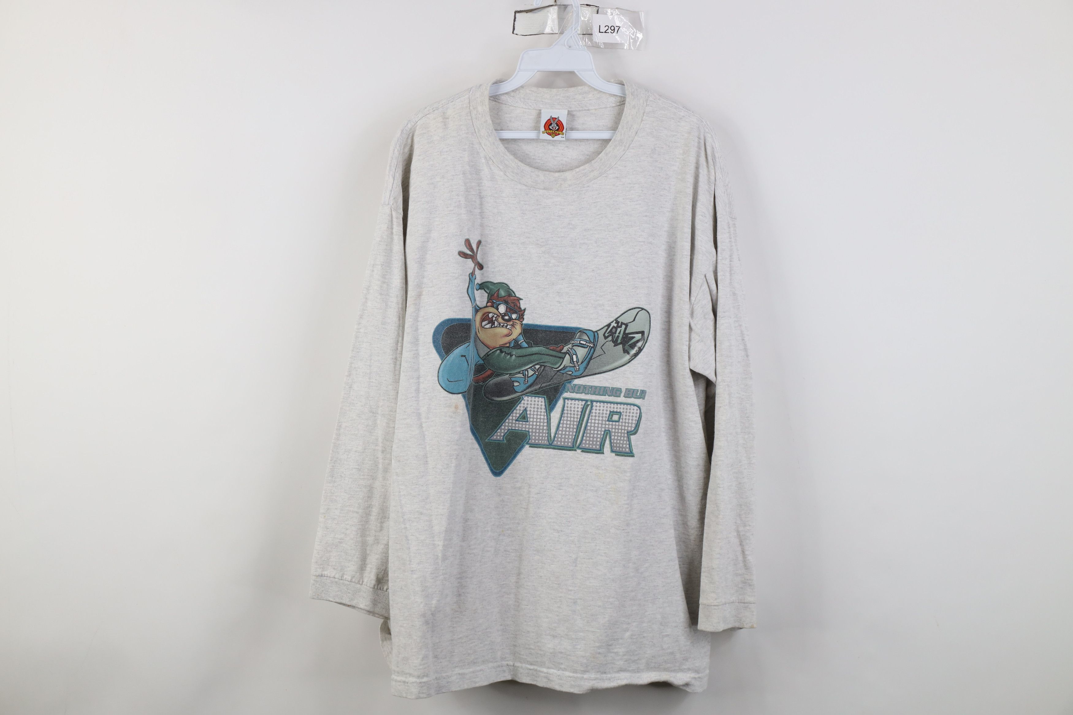 Vintage Vintage 90s Looney Tunes Taz Long Sleeve T-Shirt Gray Cotton Size US XL / EU 56 / 4 - 1 Thumbnail