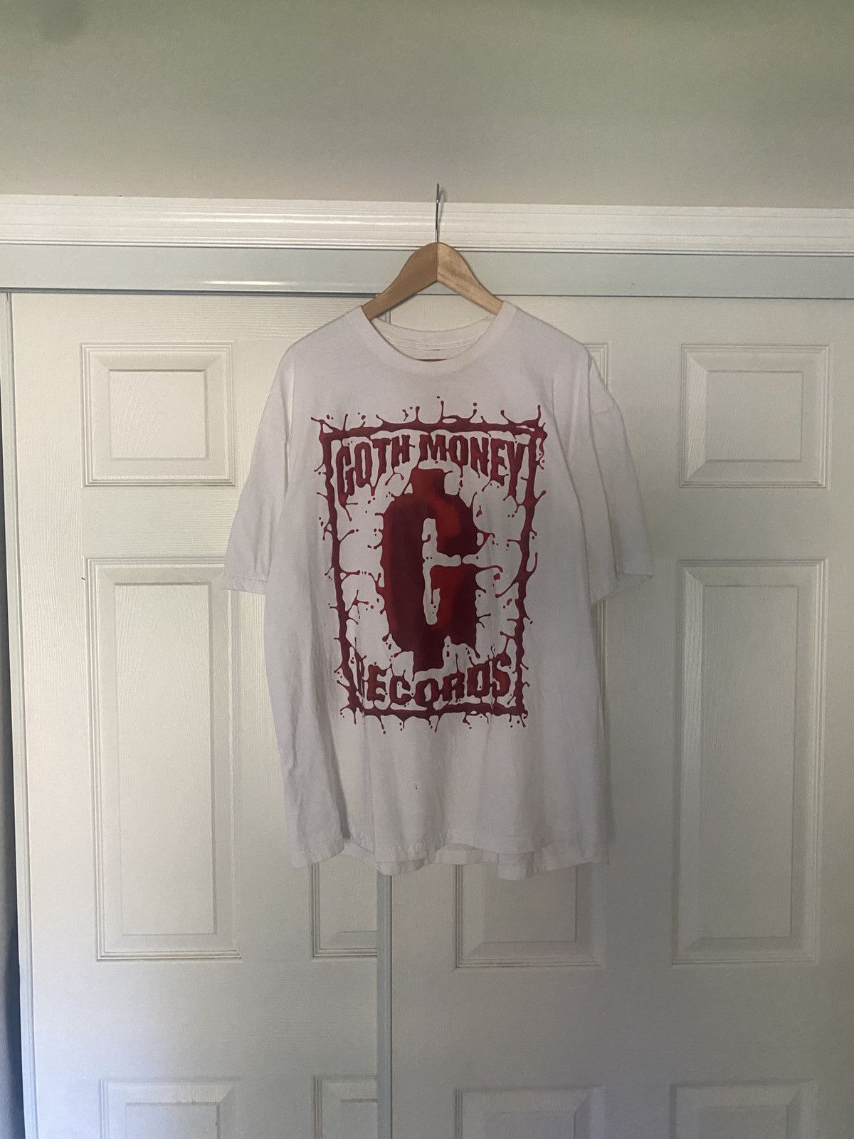 image of Drain Gang x Goth&money Goth Money Records Graveyard Shift Tee in White, Men's (Size 2XL)