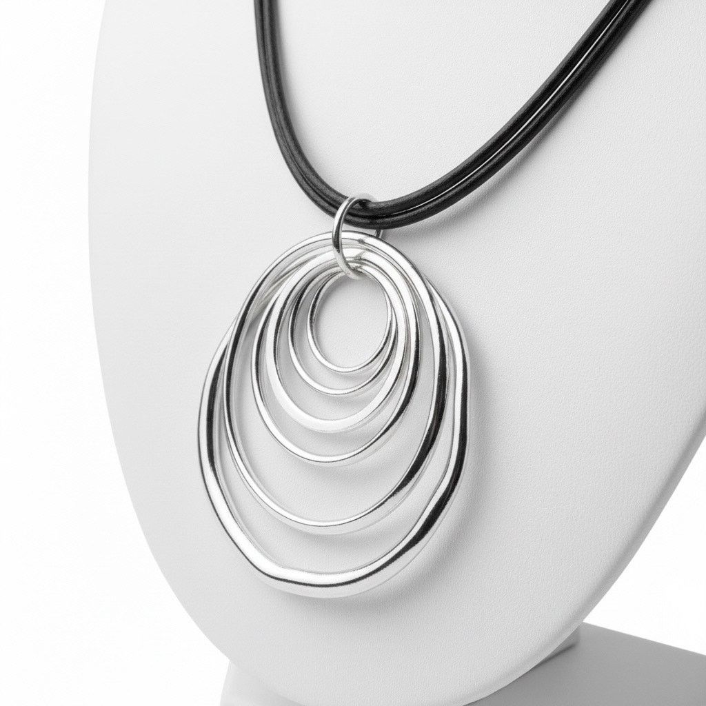 Anne Klein Anne Klein Silver Tone Double Oval Pendant Necklace Snake Size ONE SIZE - 2 Thumbnail