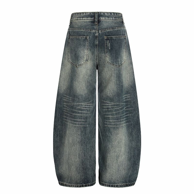 Vintage Retro washed distressed curved jeans for men Size US 32 / EU 48 - 2 Thumbnail