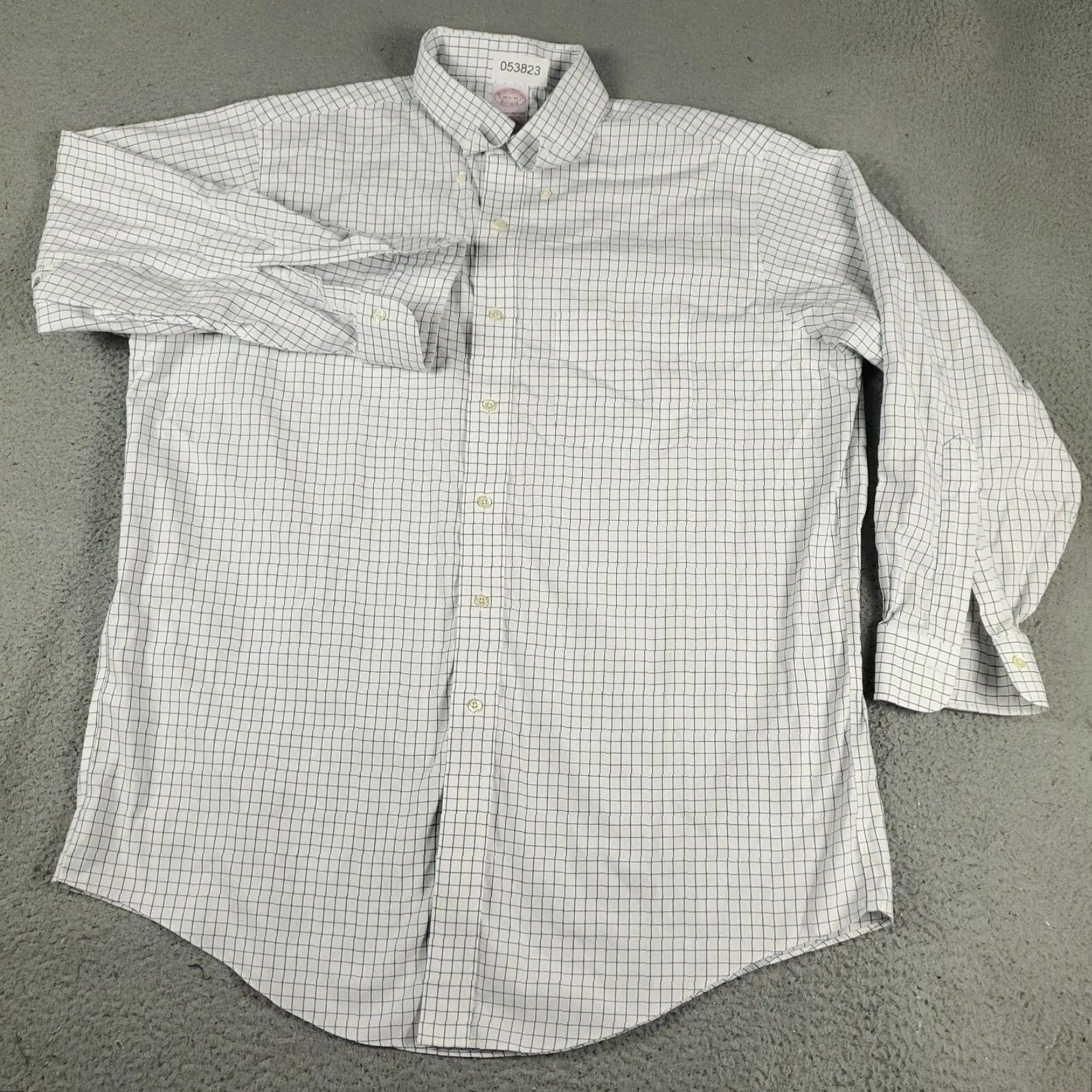 Brooks Brothers Brooks Brothers Shirt Mens 16.5 White Blue Check Dress Button Up Long Sleeve Size 42R - 2 Thumbnail