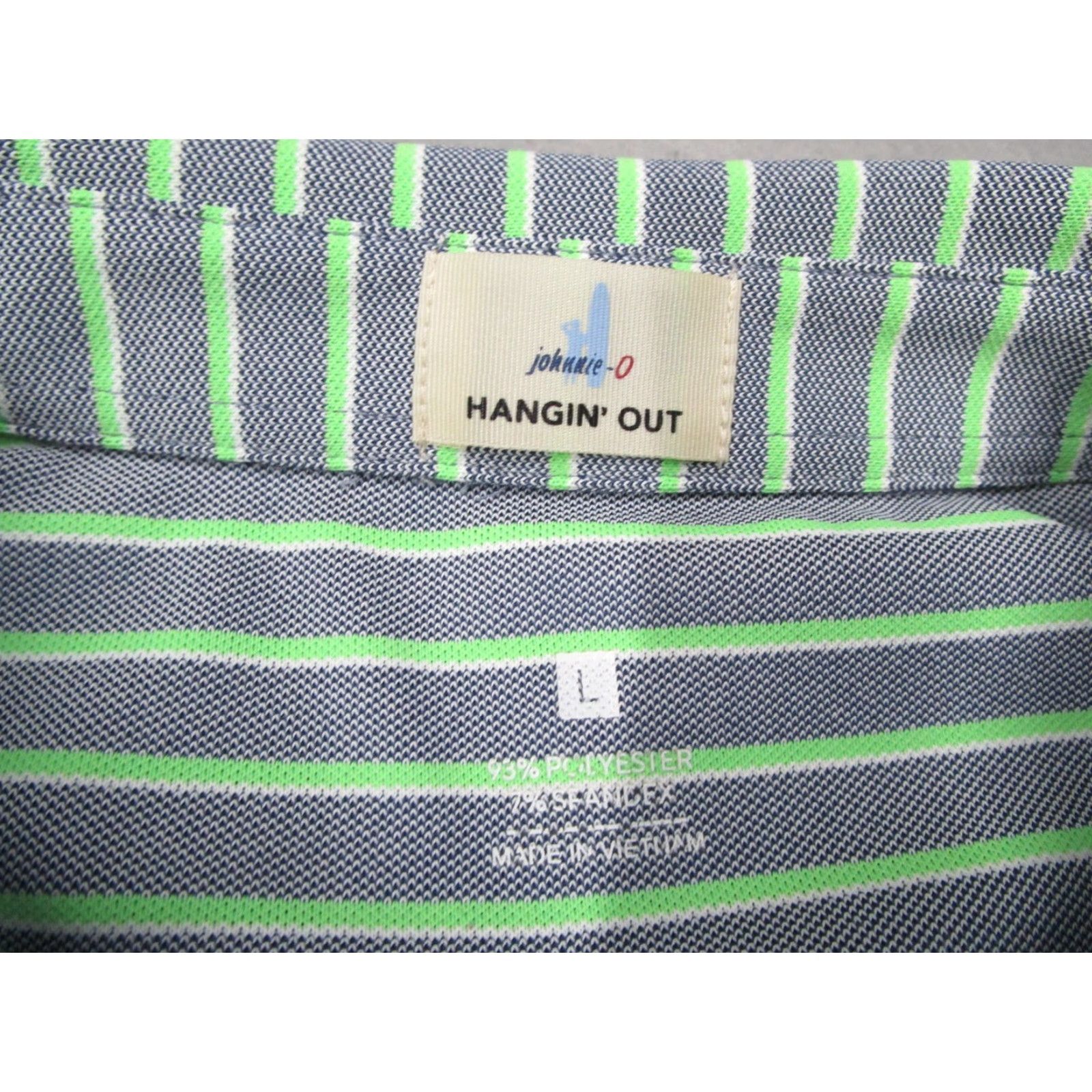 johnnie-O JOHNNIE-O Polo Shirt Mens L Green Striped Twilight Hangin Out Logo on Front Casual Golf Size US L / EU 52-54 / 3 - 3 Thumbnail