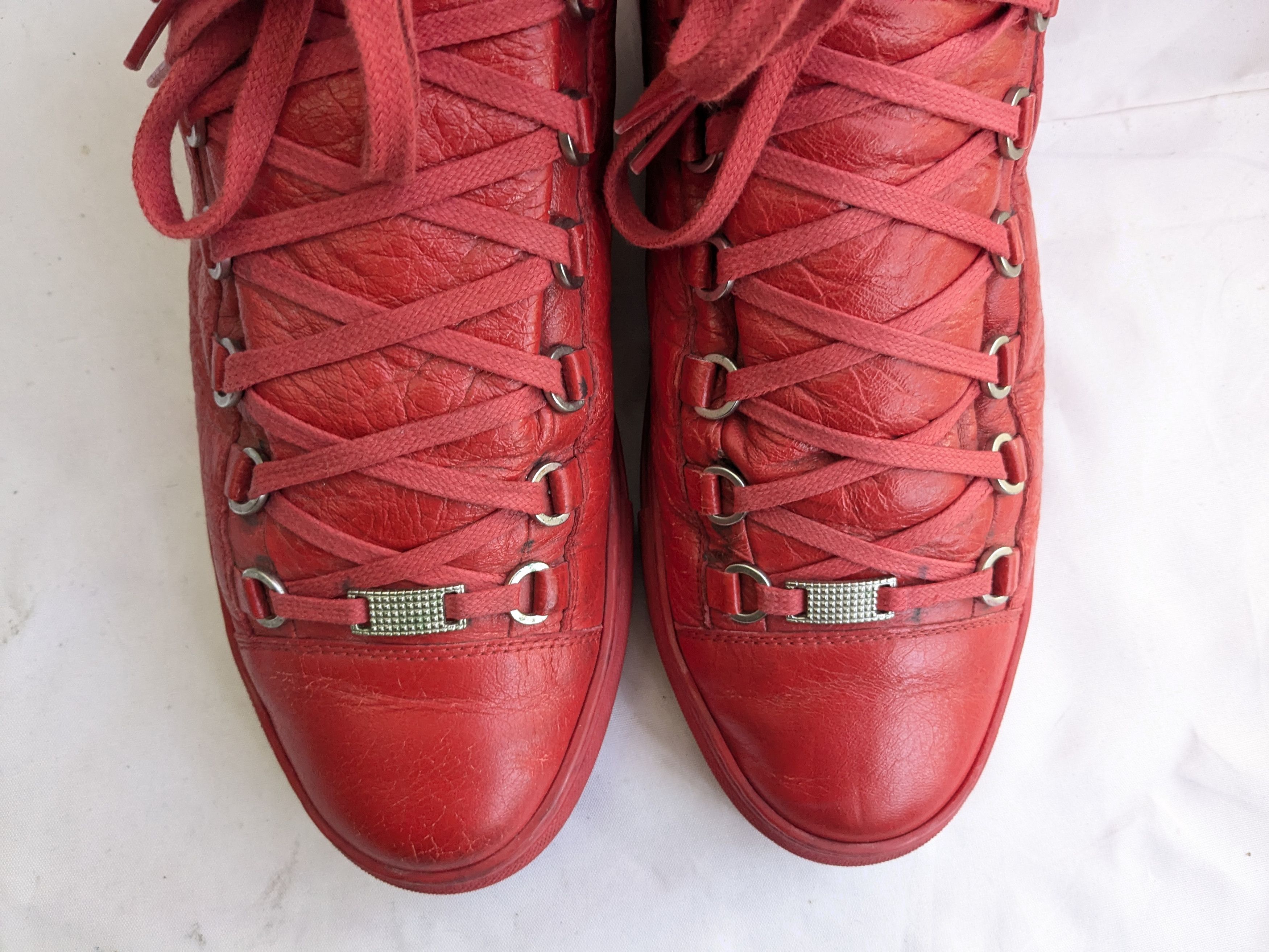 Balenciaga Balenciaga Arena Red 11 Leather High Tops Lace Up Size US 11 / EU 44 - 4 Thumbnail