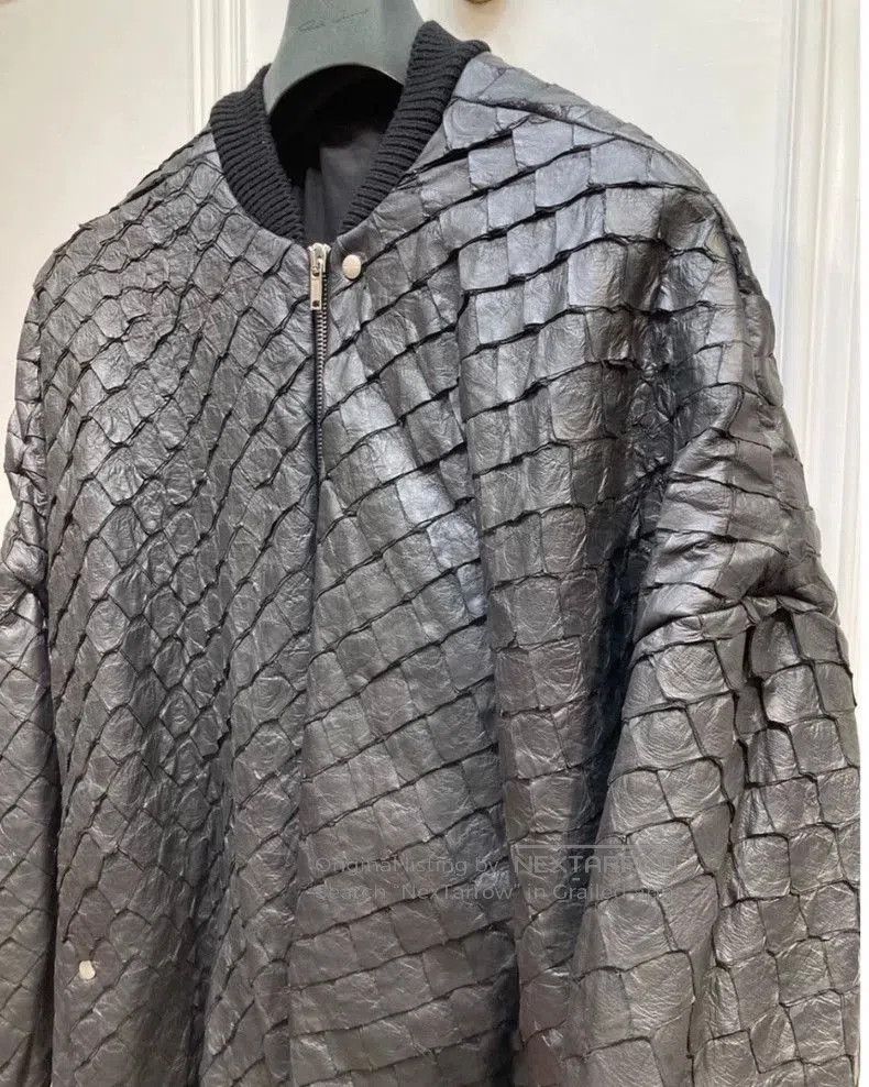 Rick Owens Rick Owens Black Bomber Jacket with Scales. Size US M / EU 48-50 / 2 - 3 Thumbnail